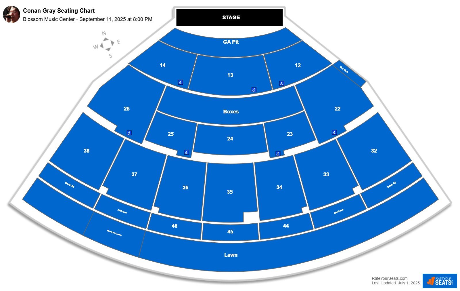 Conan Gray seating chart Blossom Music Center