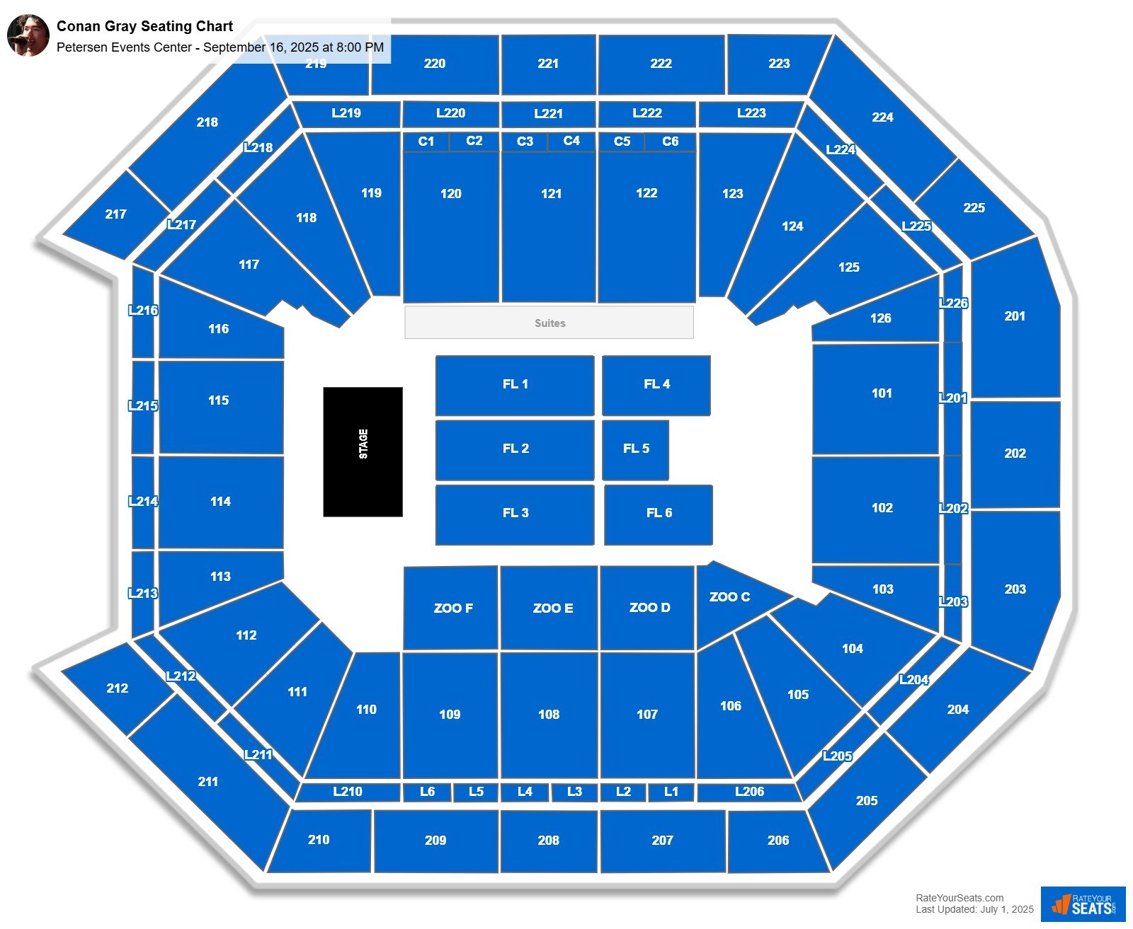 Conan Gray seating chart Petersen Events Center