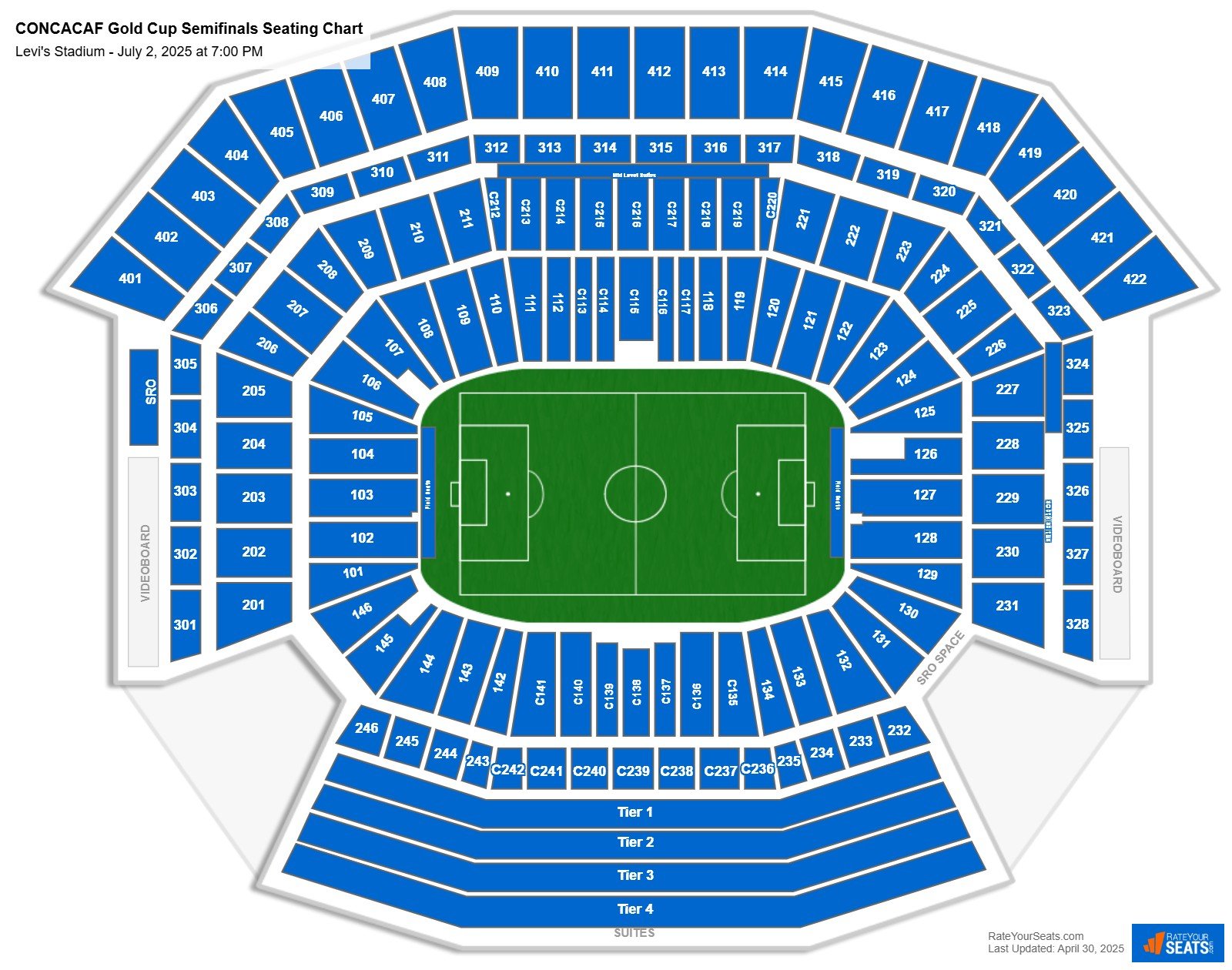 CONCACAF Gold Cup Semifinals seating chart Levi