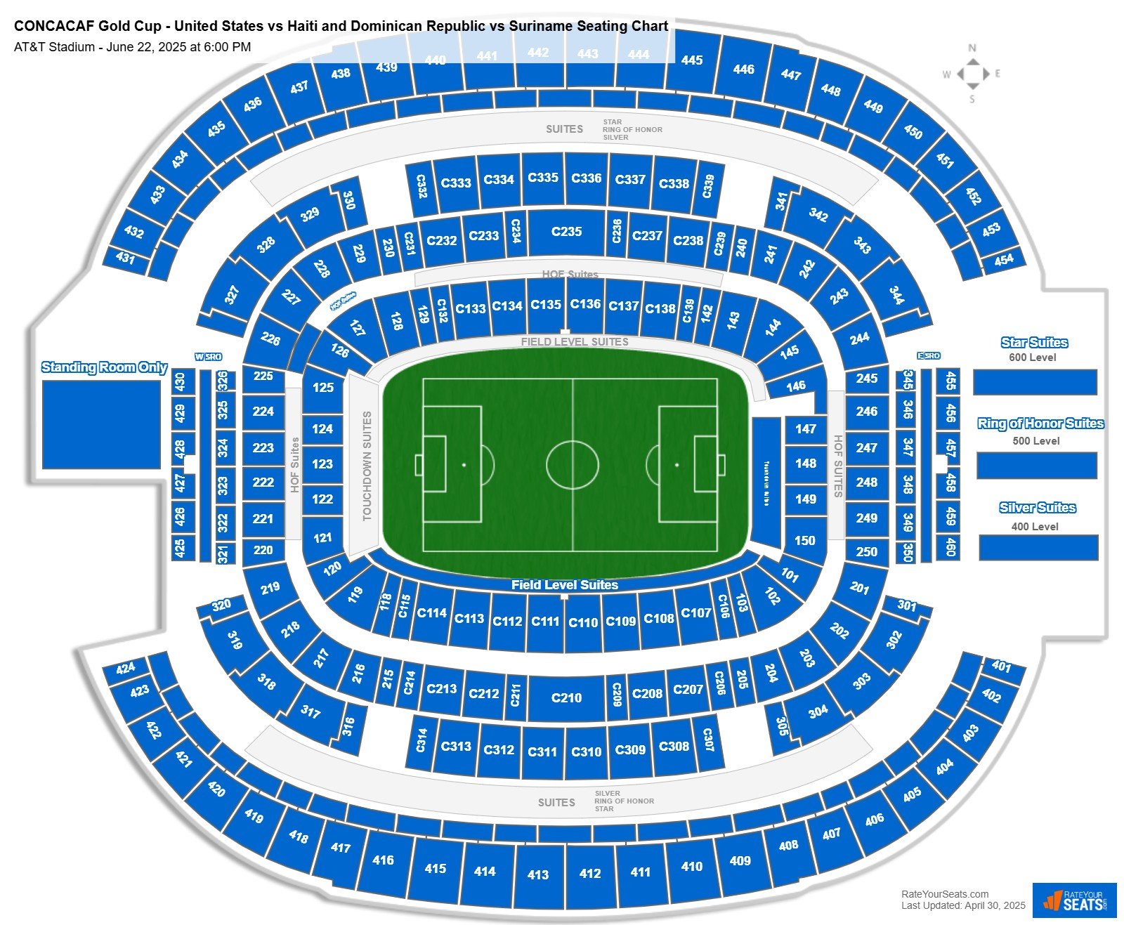 CONCACAF Gold Cup - United States vs Haiti and Dominican Republic vs Suriname seating chart AT&T Stadium (Cowboys Stadium)