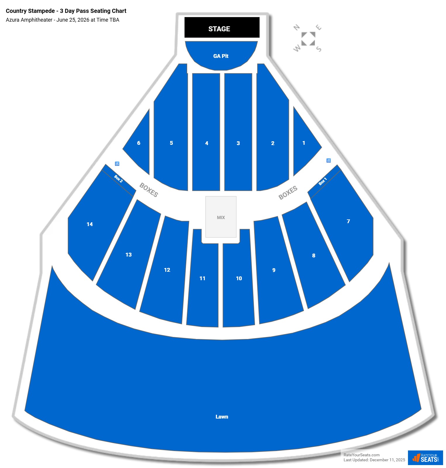 Country Stampede - 3 Day Pass seating chart Azura Amphitheater