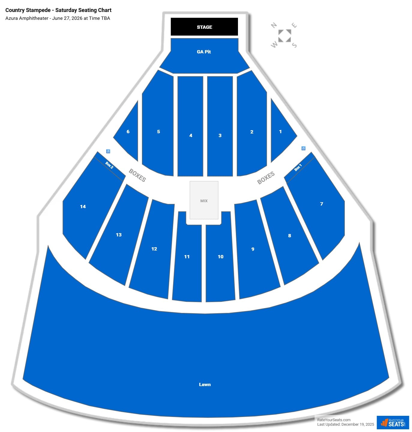 Country Stampede - Saturday seating chart Azura Amphitheater
