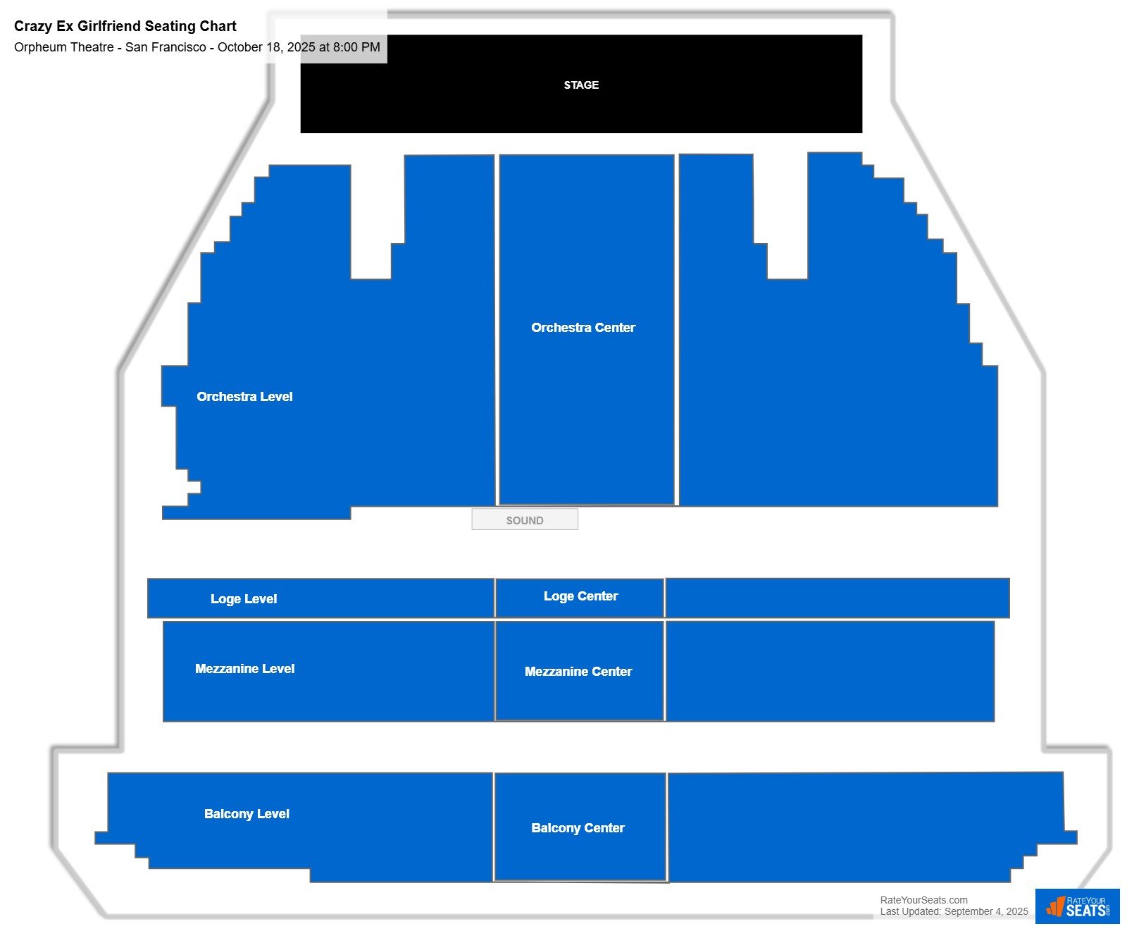Crazy Ex Girlfriend seating chart Orpheum Theatre - San Francisco