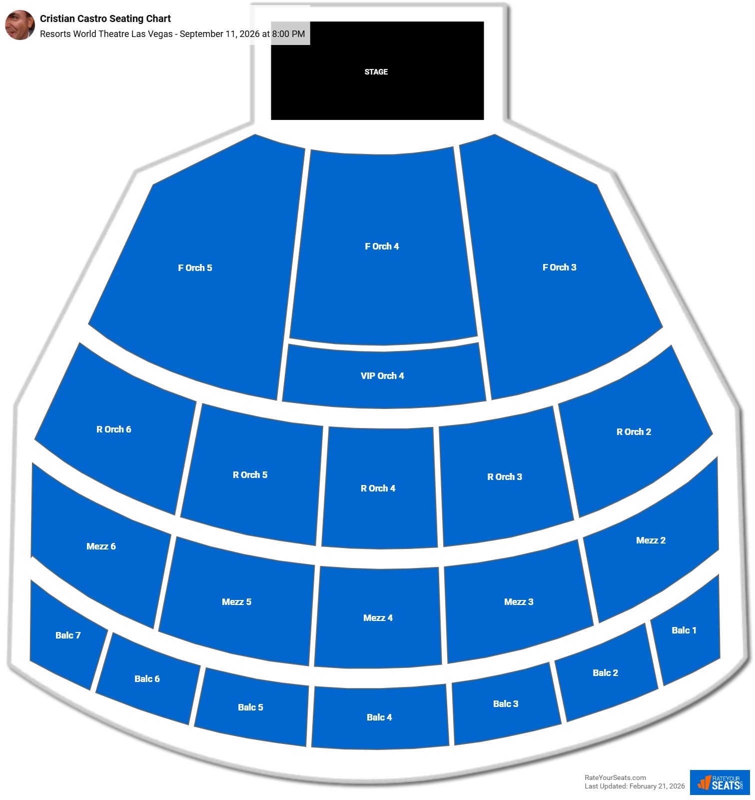 Cristian Castro seating chart Resorts World Theatre Las Vegas