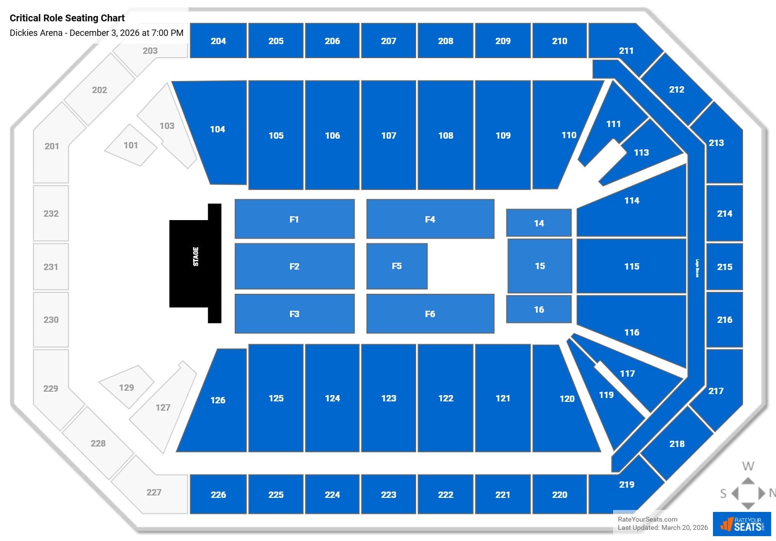 Critical Role seating chart Dickies Arena