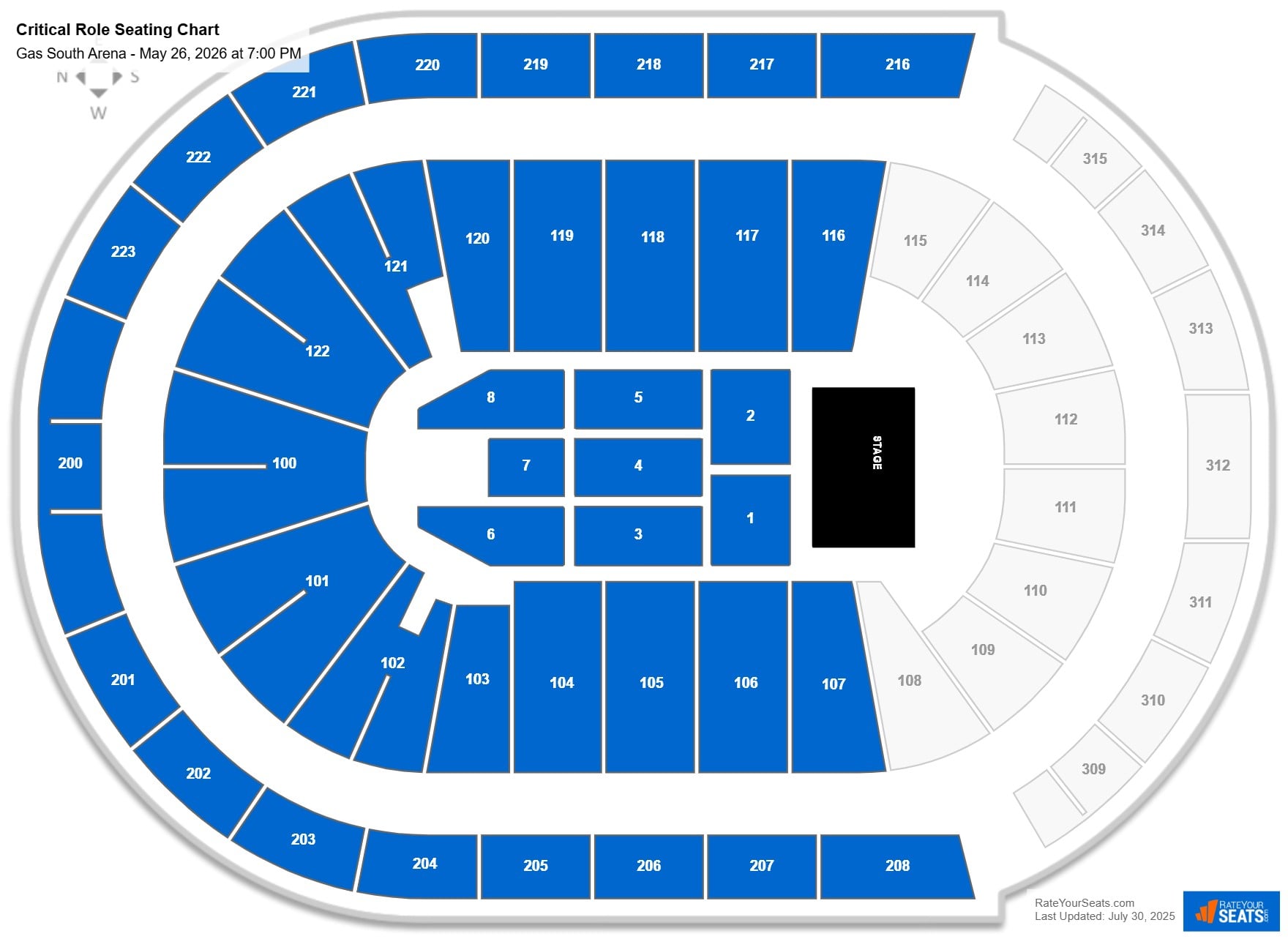 Critical Role seating chart Gas South Arena