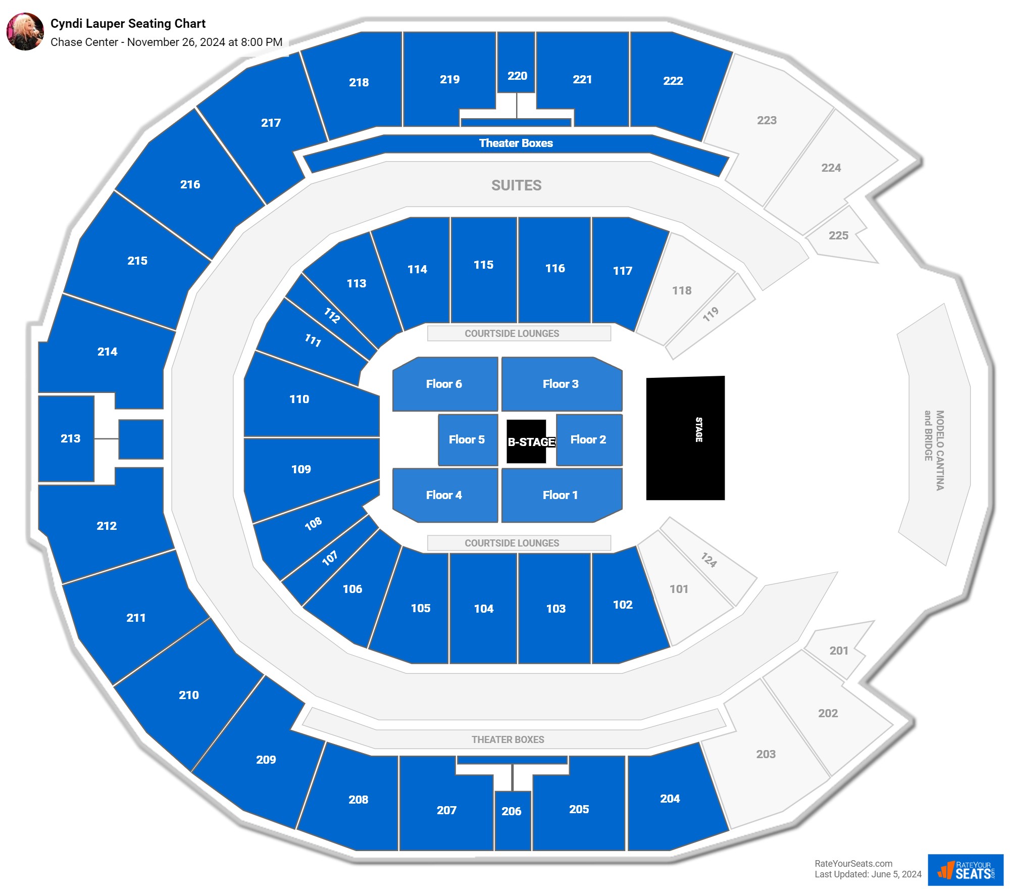 Chase Center Concert Seating Chart - RateYourSeats.com