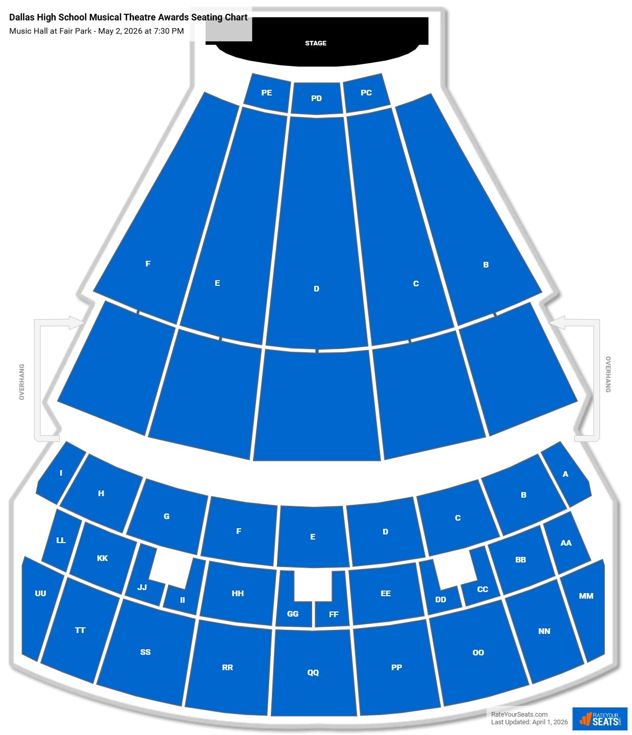 Dallas High School Musical Theatre Awards seating chart Music Hall at Fair Park