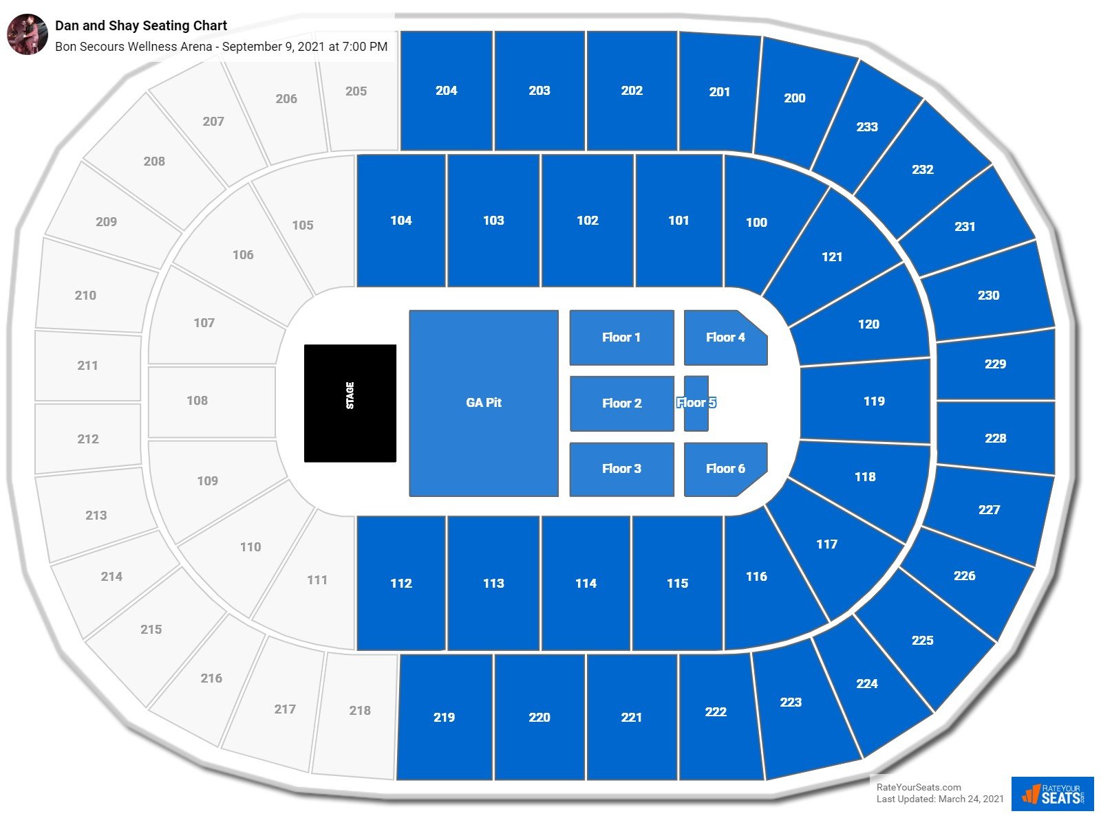 Bon Secours Wellness Arena Seating Charts for Concerts - RateYourSeats.com