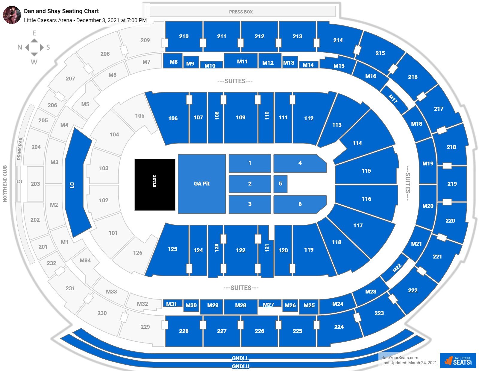 Little Caesars Arena Seating Charts for Concerts