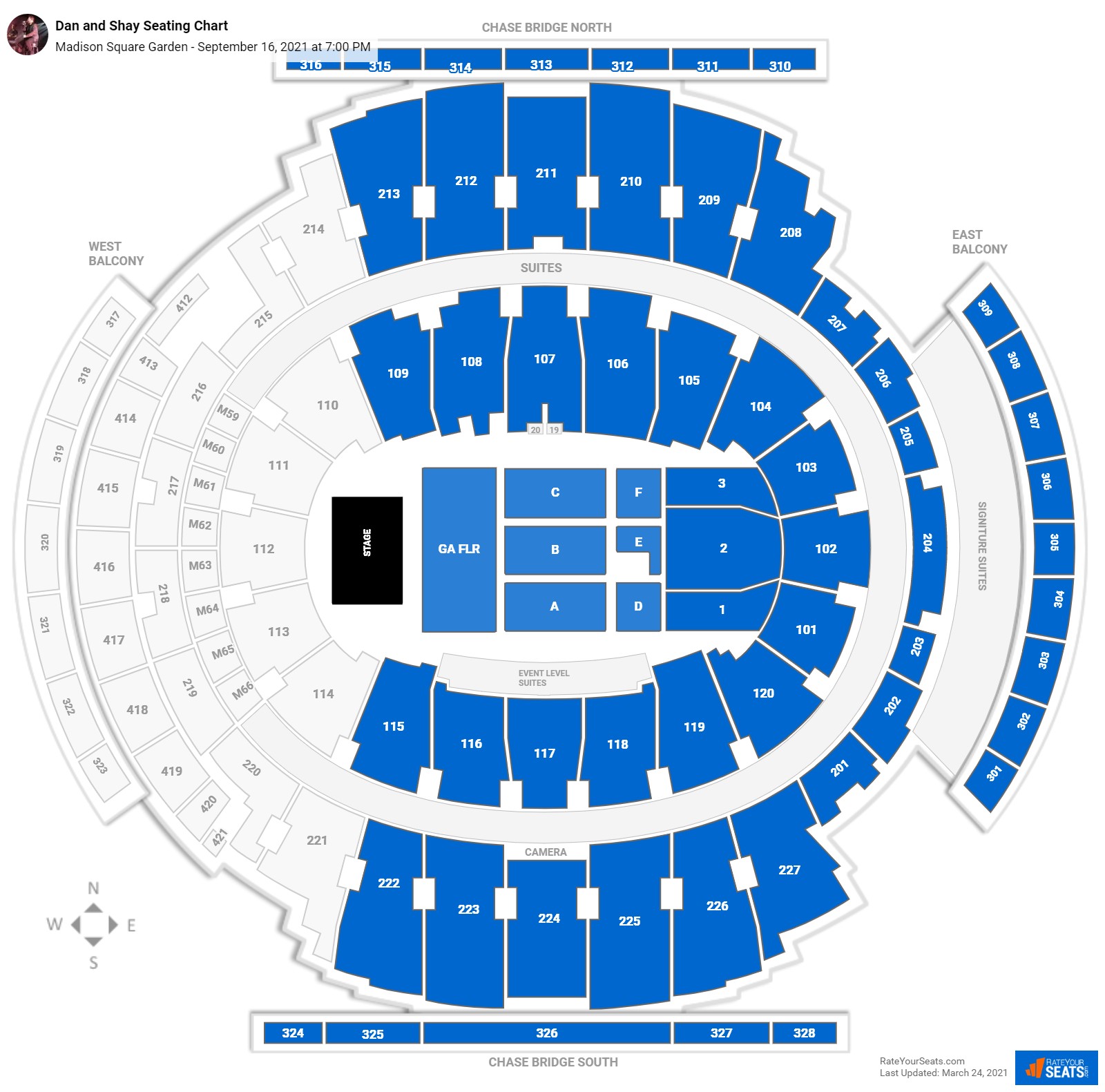 Dan and Shay seating chart Madison Square Garden