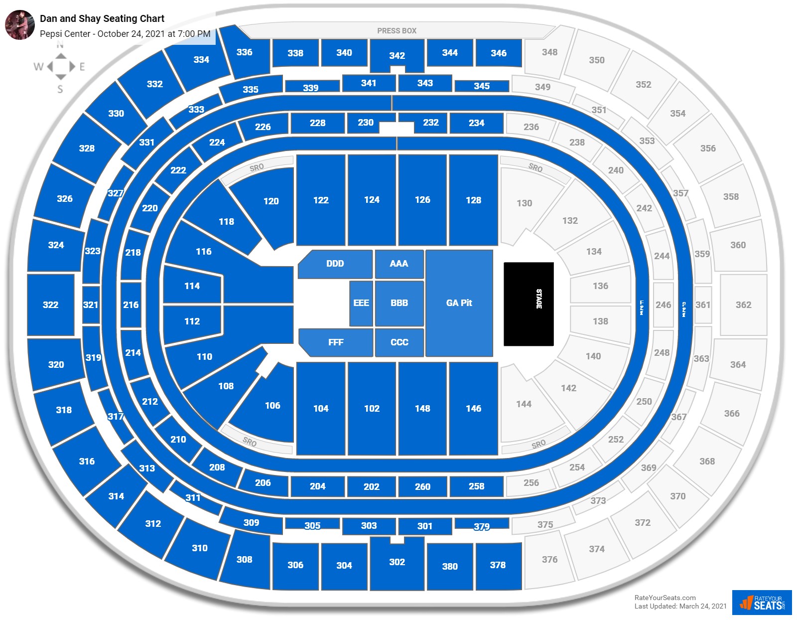 Ball Arena Seating Charts for Concerts - RateYourSeats.com