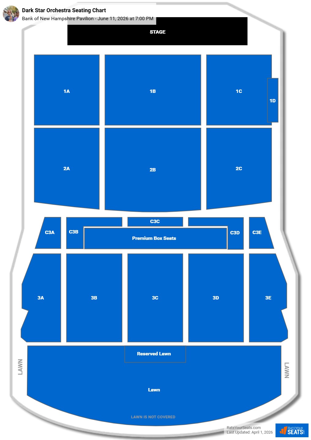 Dark Star Orchestra seating chart Bank of New Hampshire Pavilion