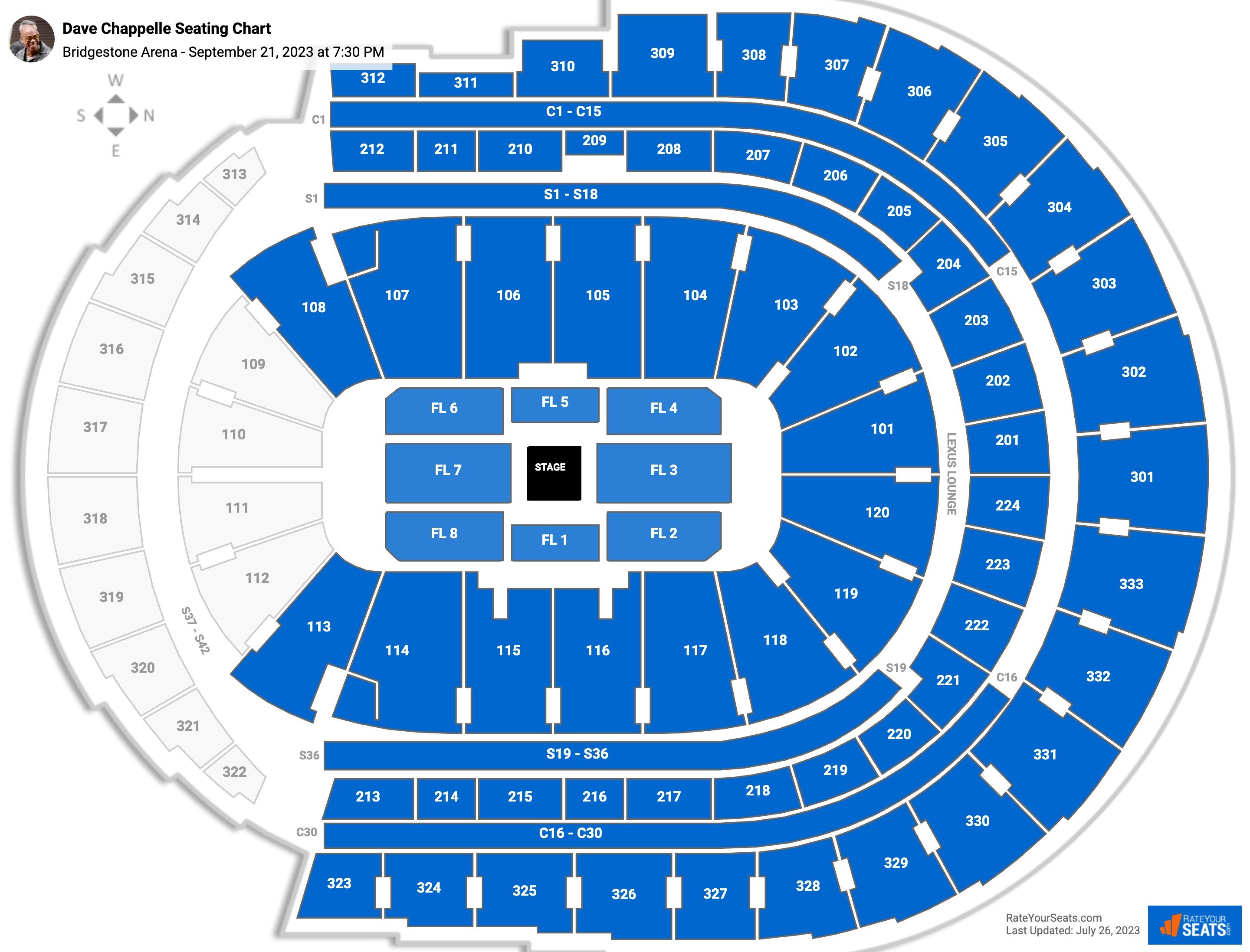 Bridgestone Arena Concert Seating Chart - RateYourSeats.com