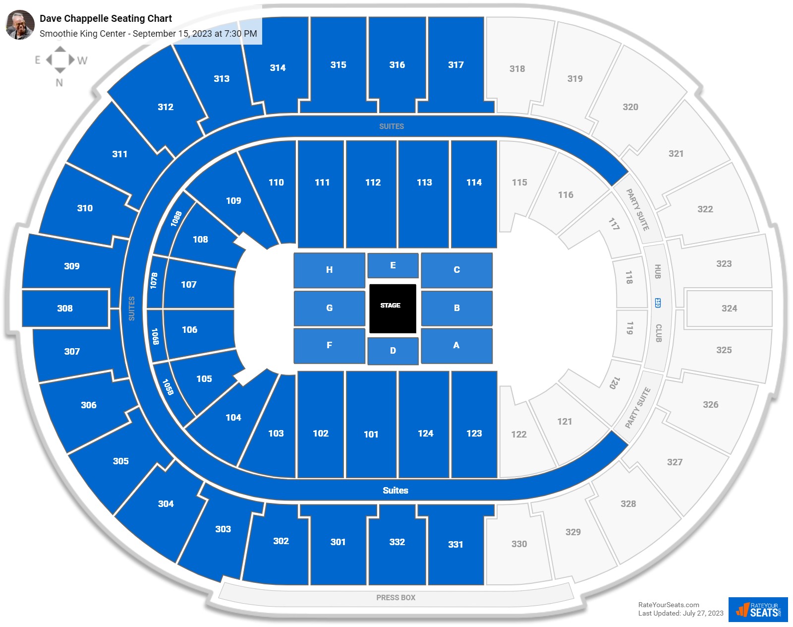 Smoothie King Center Concert Seating Chart - RateYourSeats.com