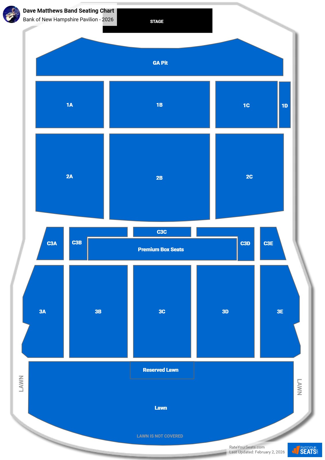 Dave Matthews Band seating chart Bank of New Hampshire Pavilion