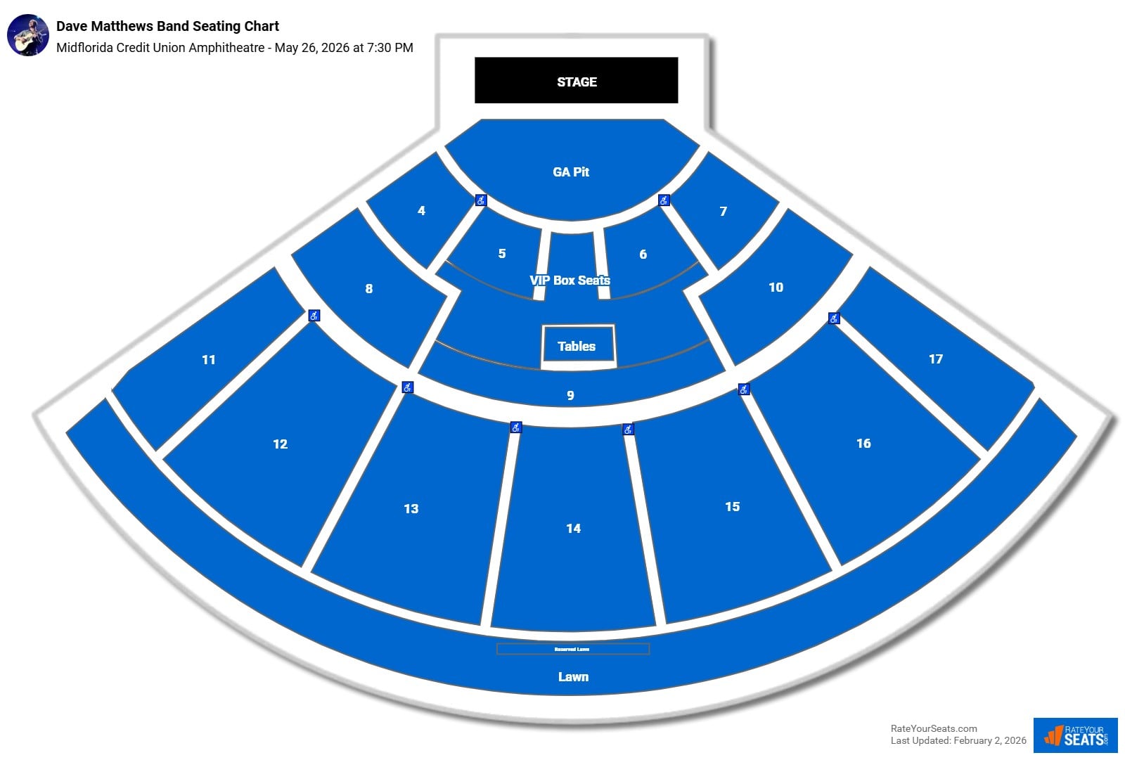 Dave Matthews Band seating chart Midflorida Credit Union Amphitheatre