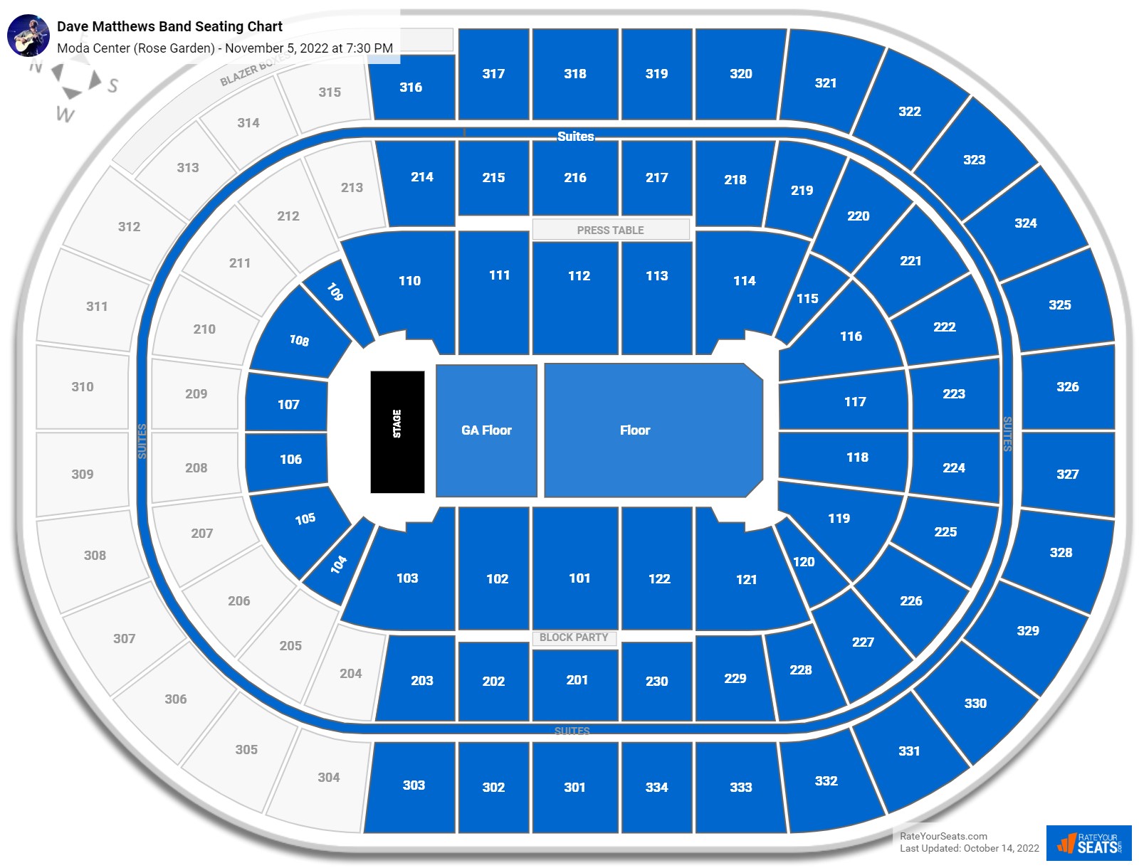 Moda Center Concert Seating Chart - RateYourSeats.com