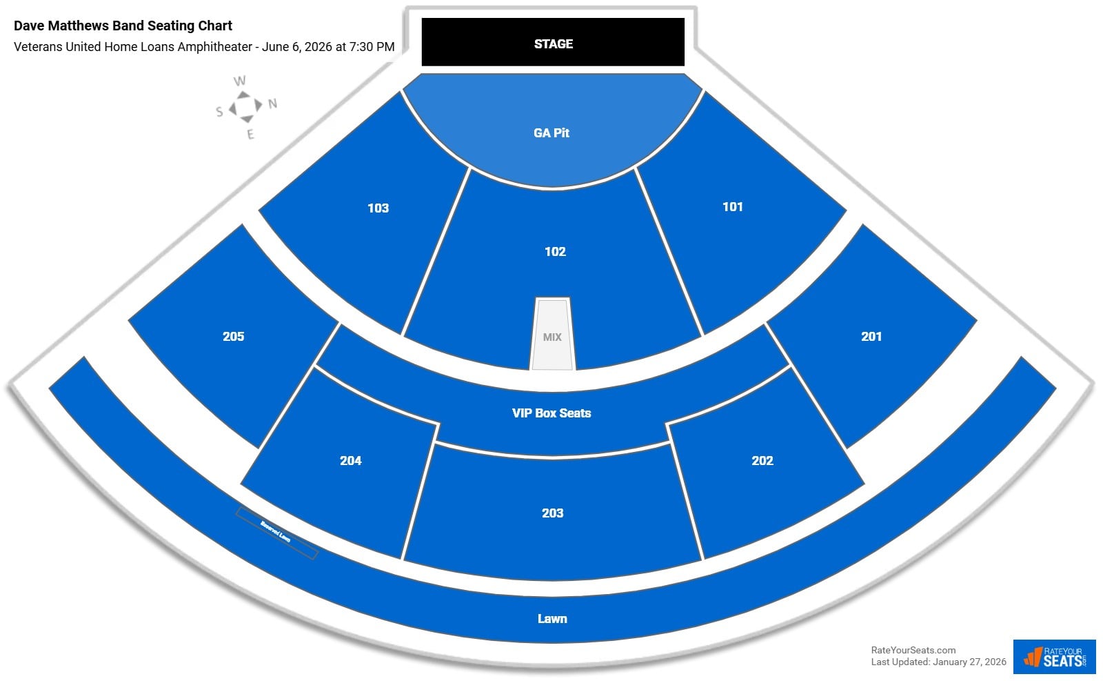 Dave Matthews Band seating chart Veterans United Home Loans Amphitheater