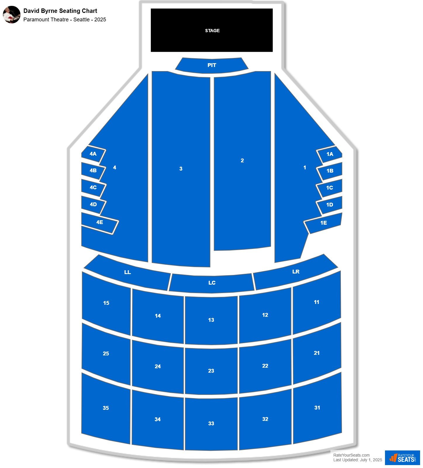 David Byrne seating chart Paramount Theatre - Seattle