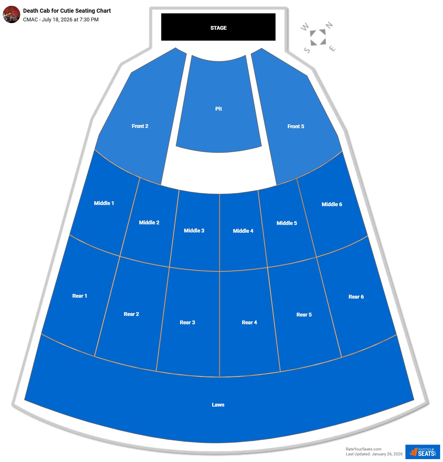 Death Cab for Cutie seating chart CMAC (Marvin Sands Performing Arts Center)