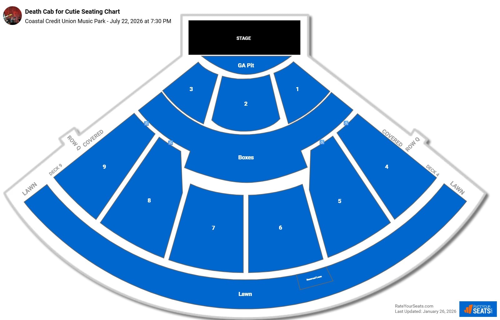 Death Cab for Cutie seating chart Coastal Credit Union Music Park (at Walnut Creek)