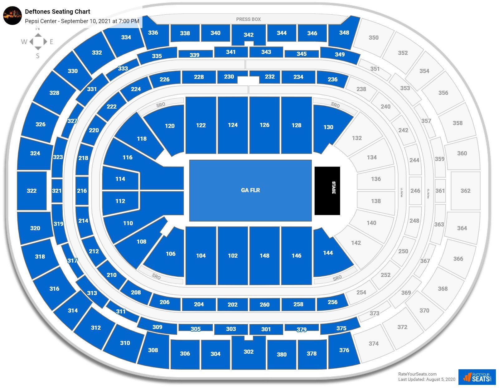 Detailed Pepsi Center Seating Chart With Seat Numbers