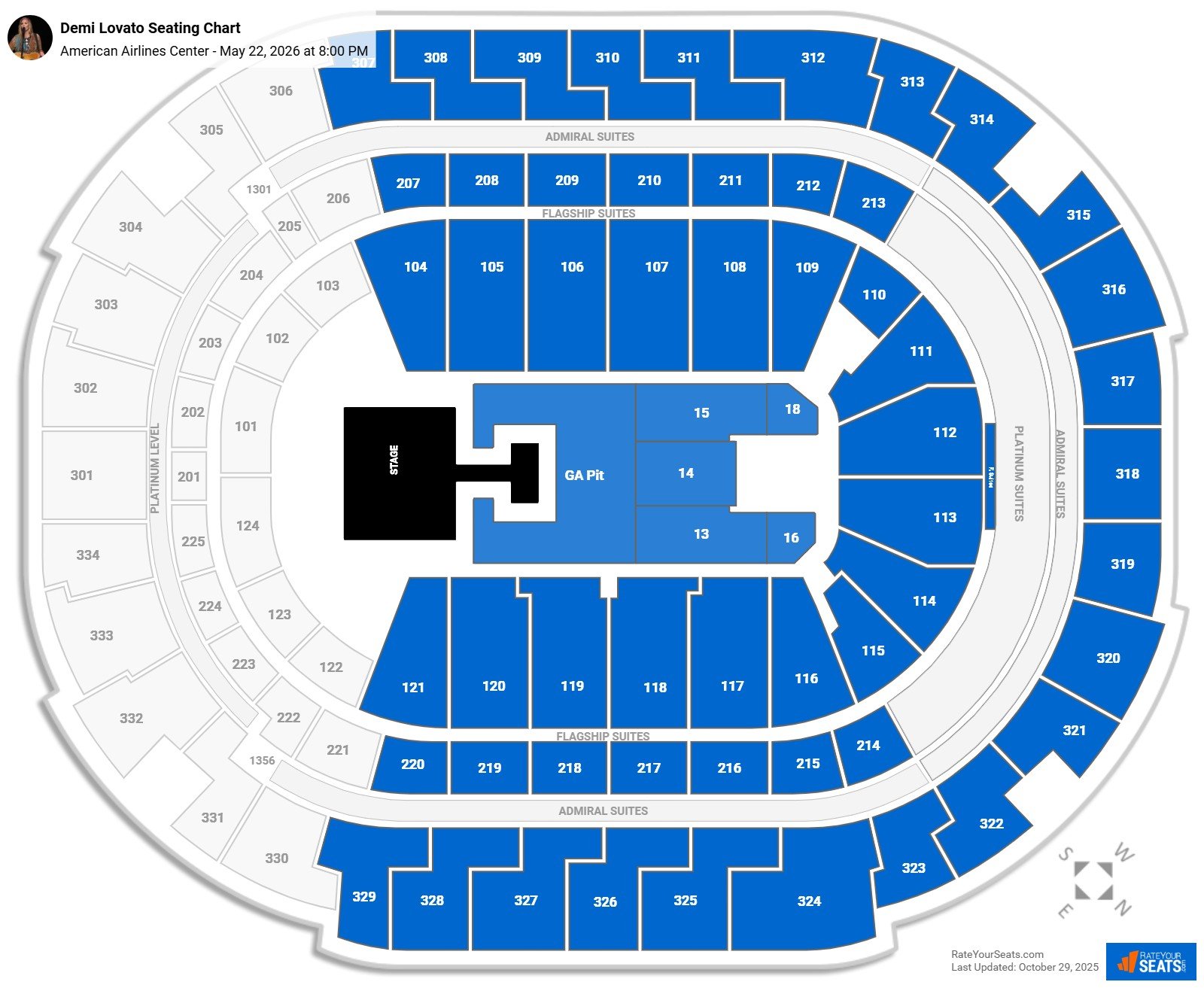 Demi Lovato seating chart American Airlines Center