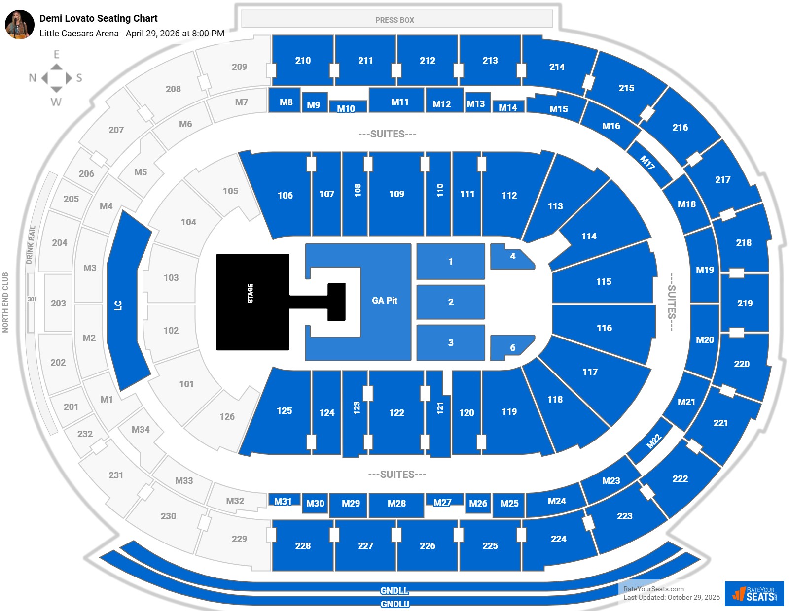 Demi Lovato seating chart Little Caesars Arena