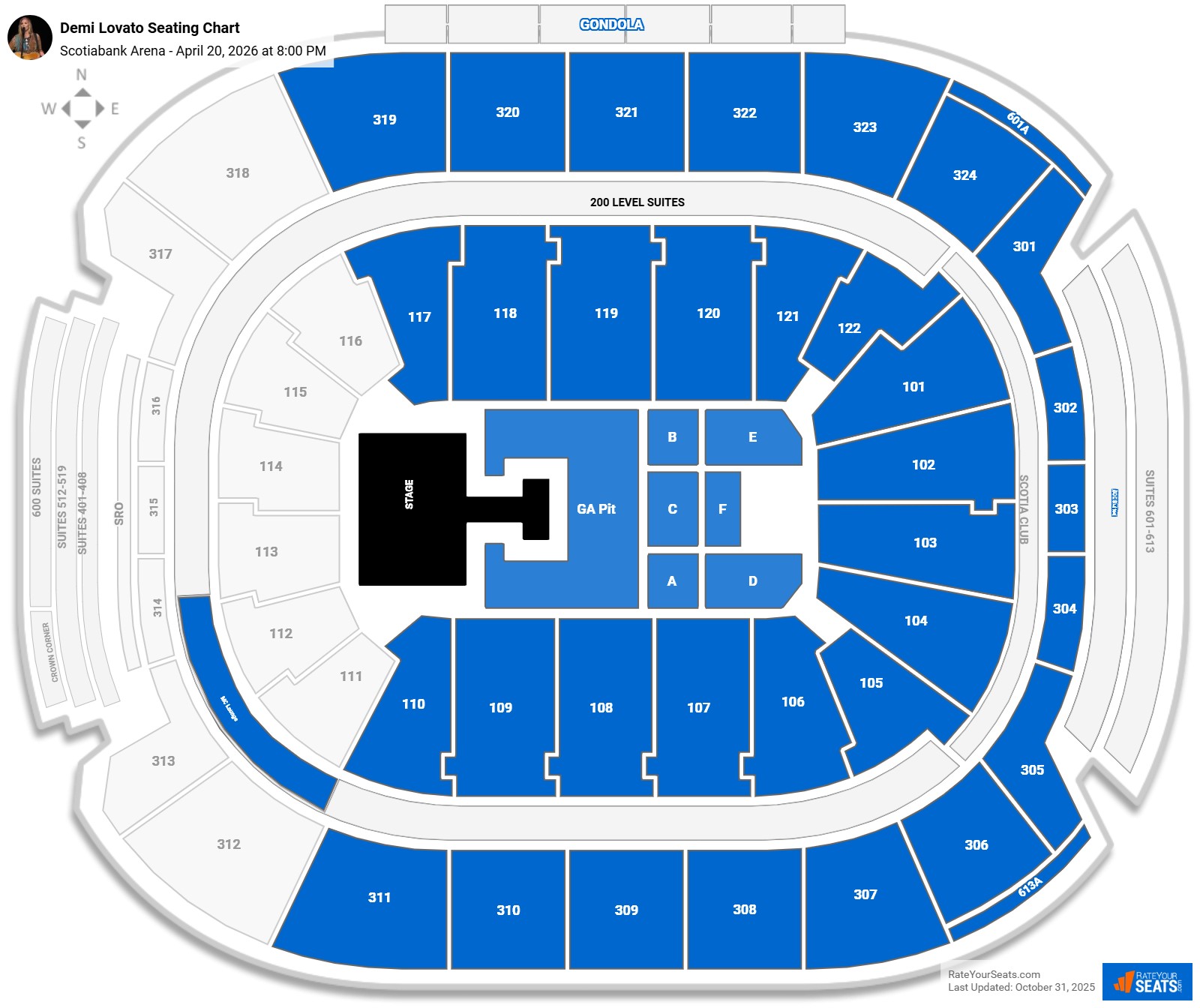 Demi Lovato seating chart Scotiabank Arena