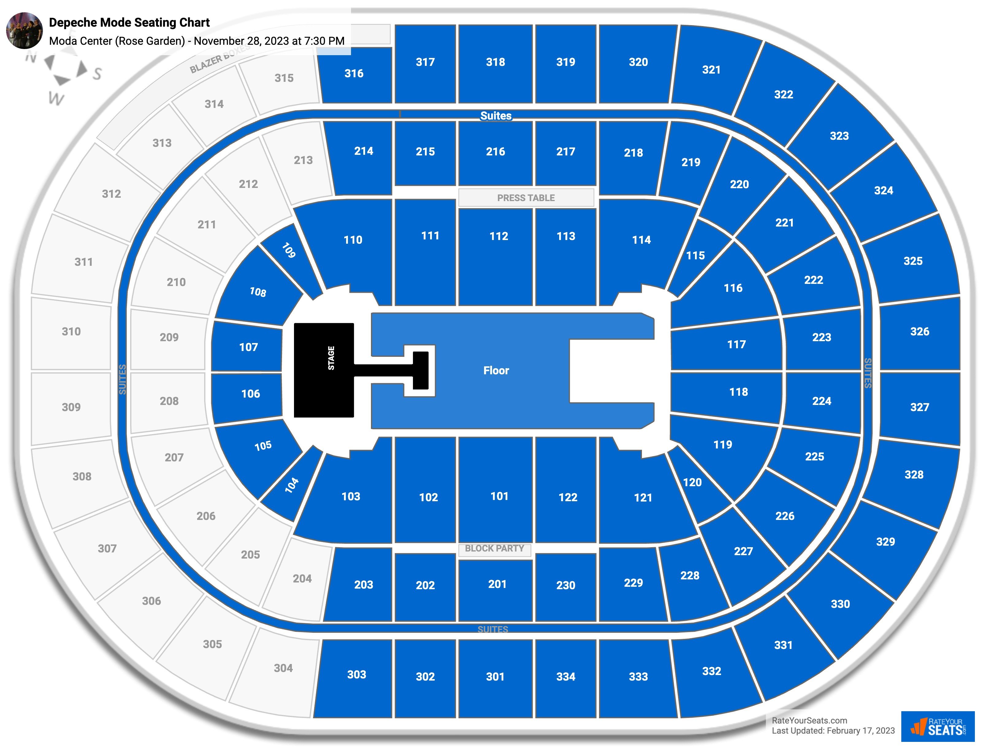 Moda Center Concert Seating Chart - RateYourSeats.com