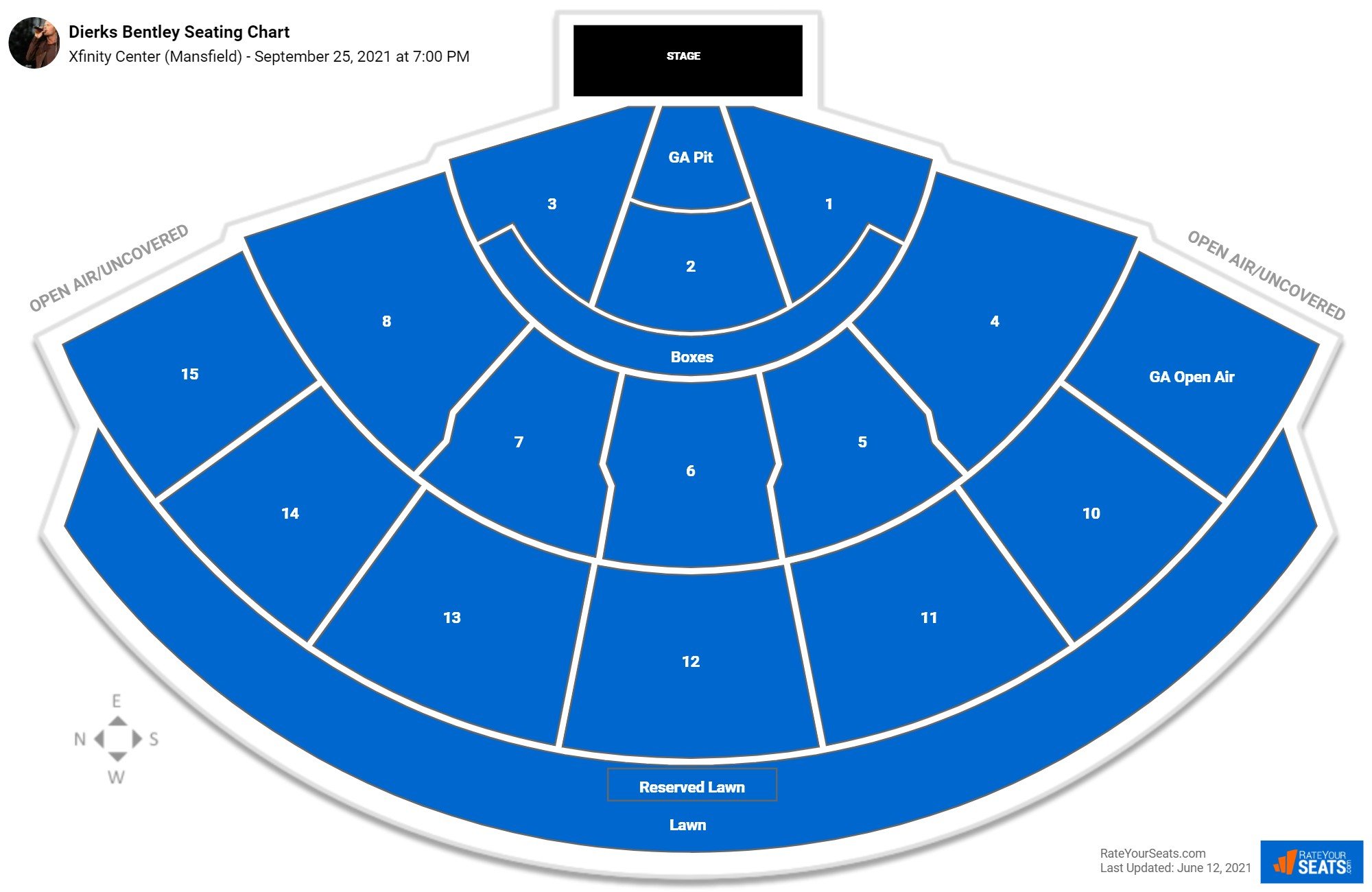 Dierks Bentley seating chart Xfinity Center (Mansfield)