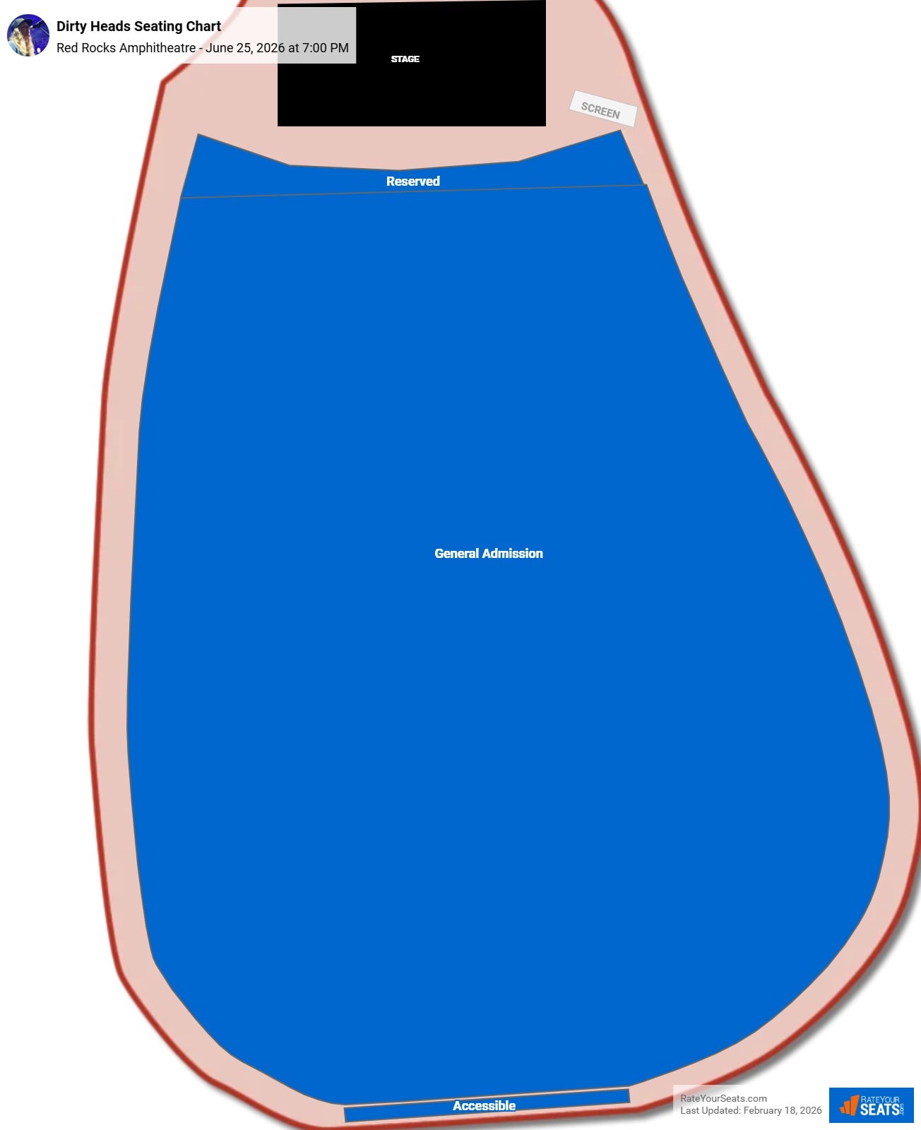 Dirty Heads seating chart Red Rocks Amphitheatre