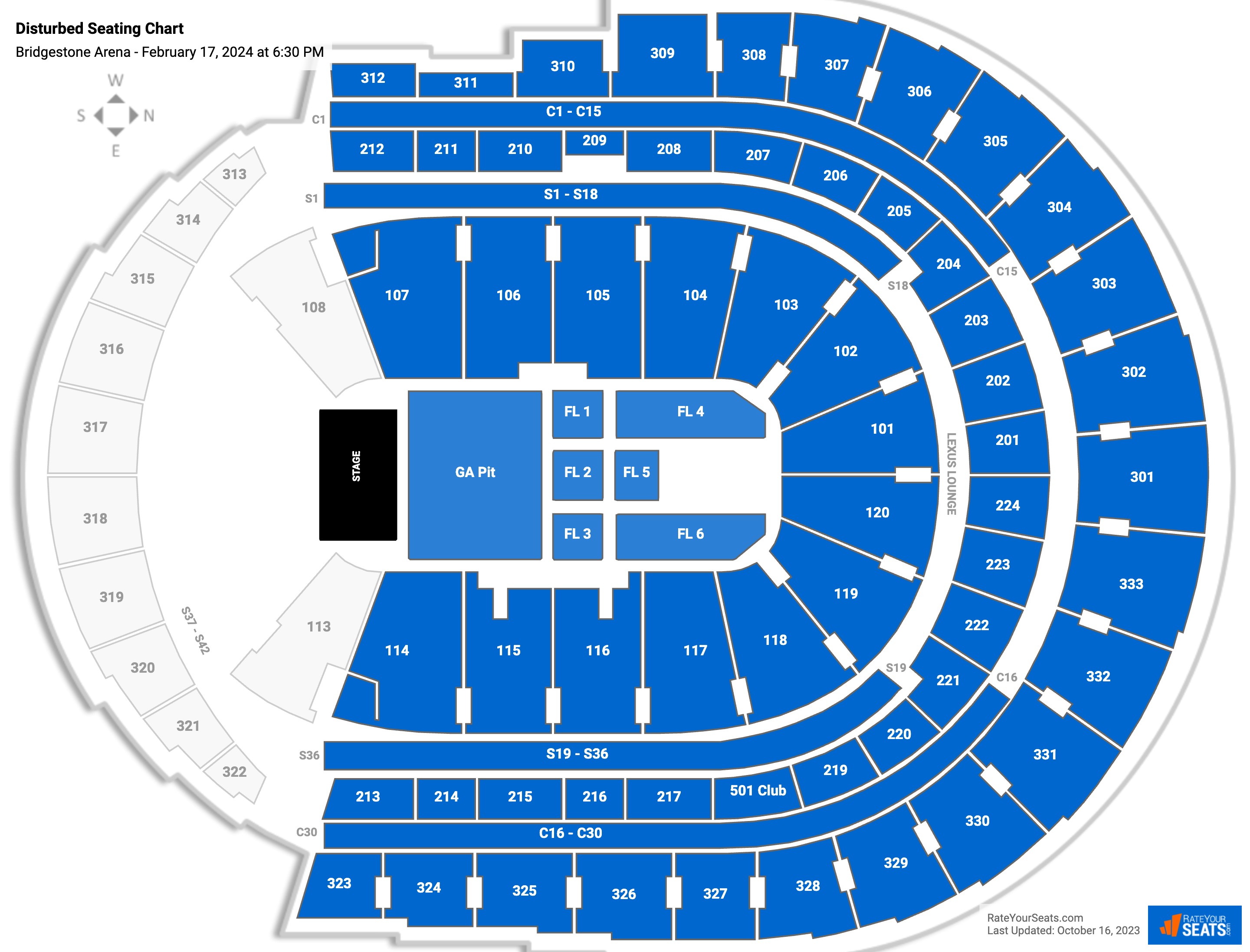 Bridgestone Arena Concert Seating Chart - RateYourSeats.com