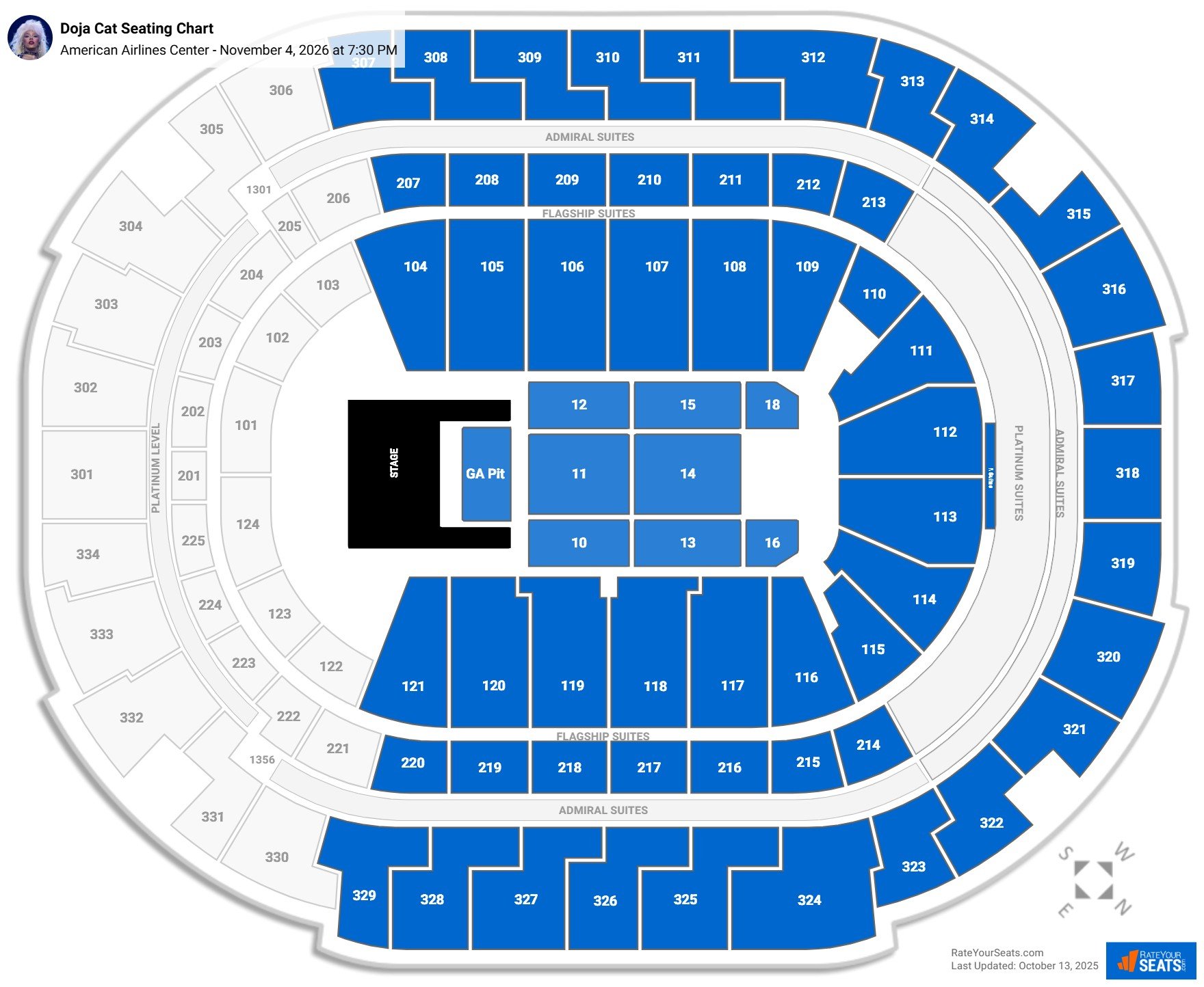 Doja Cat seating chart American Airlines Center