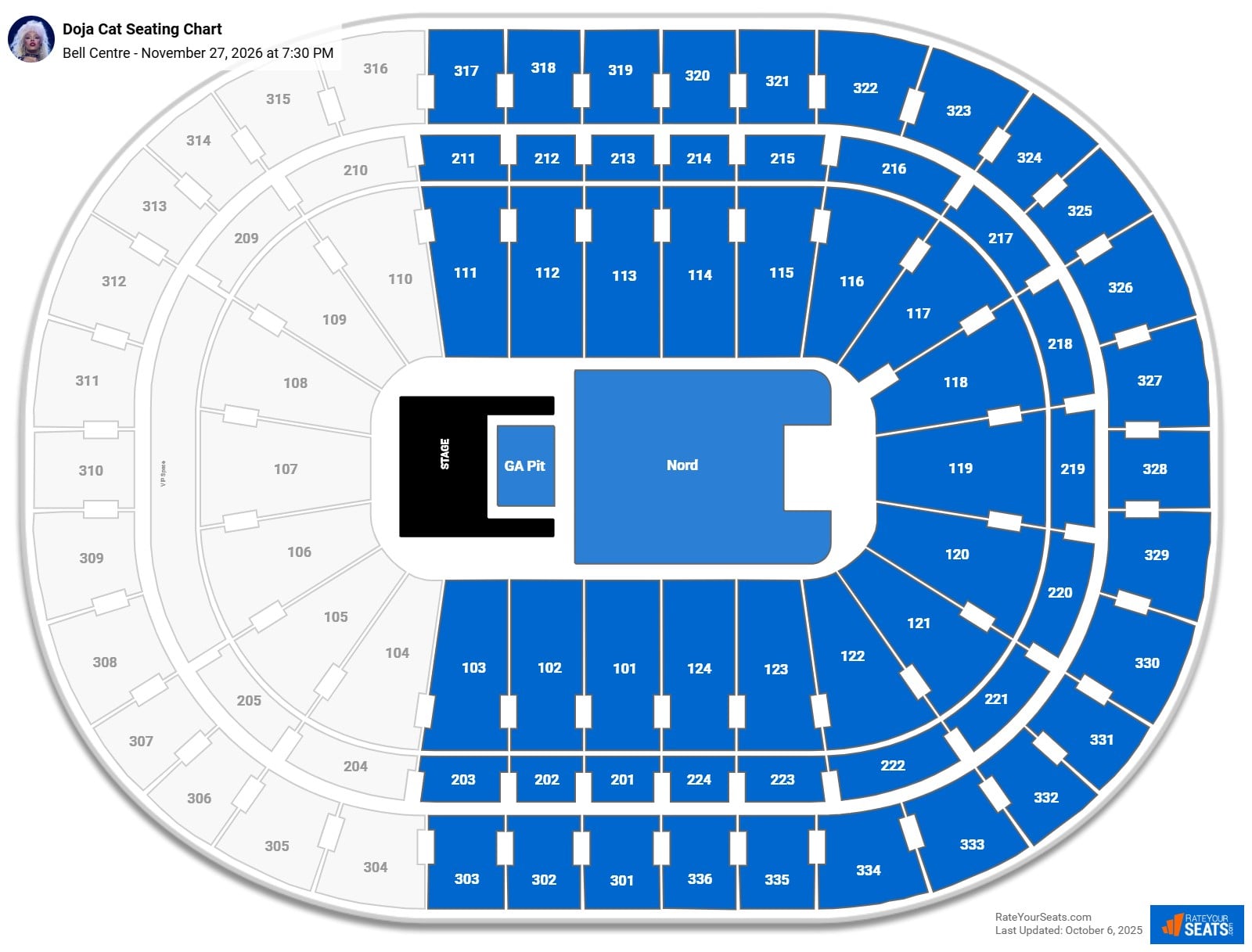 Doja Cat seating chart Bell Centre