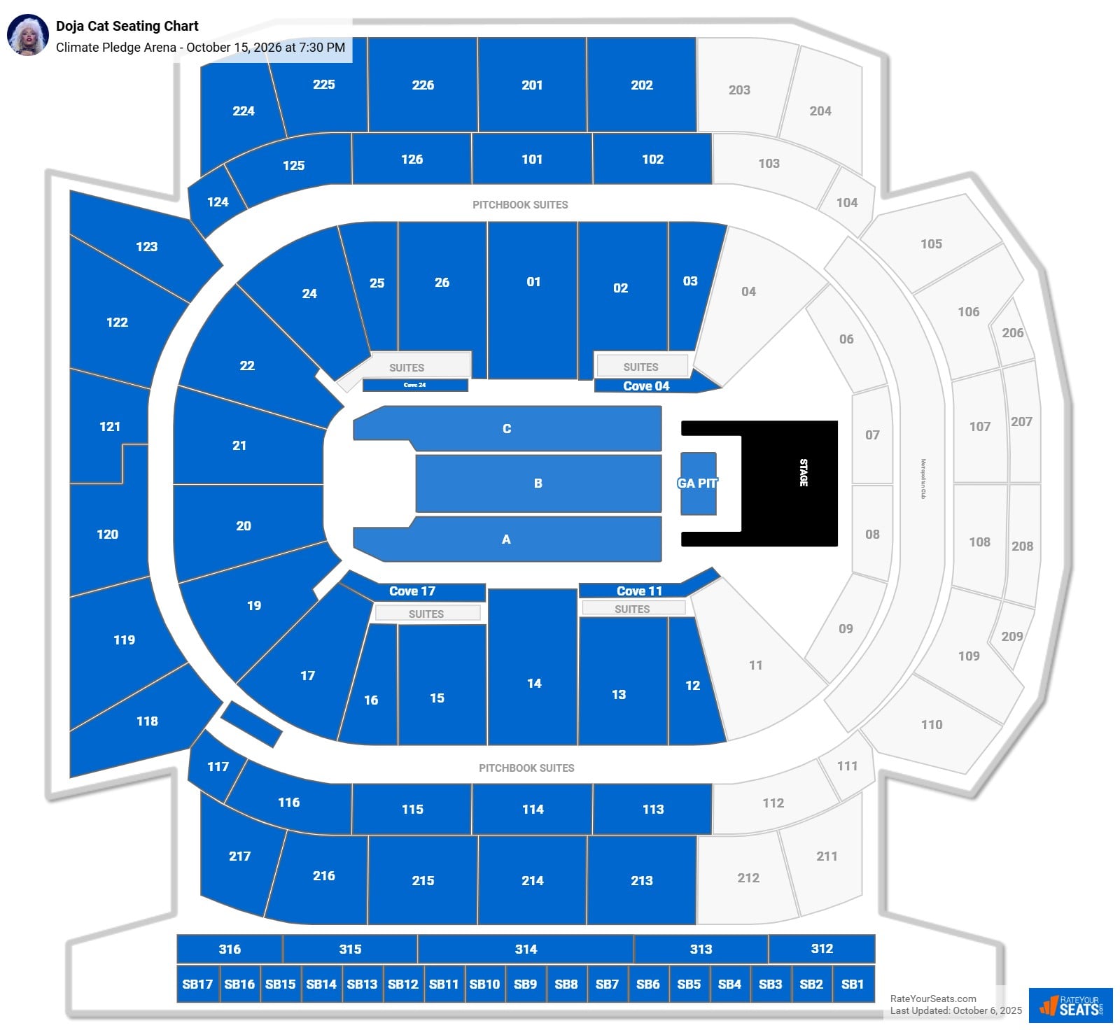 Doja Cat seating chart Climate Pledge Arena