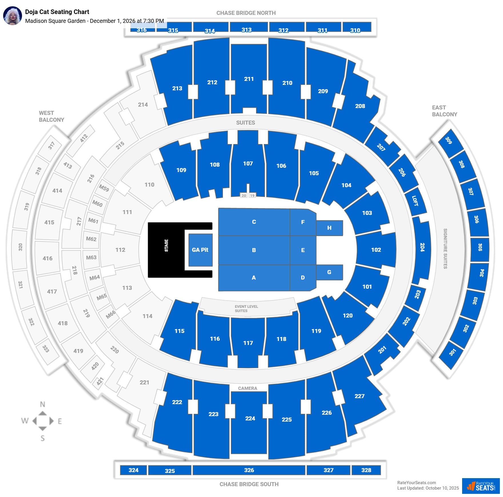 Doja Cat seating chart Madison Square Garden