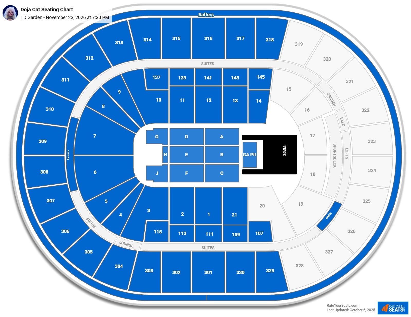 Doja Cat seating chart TD Garden