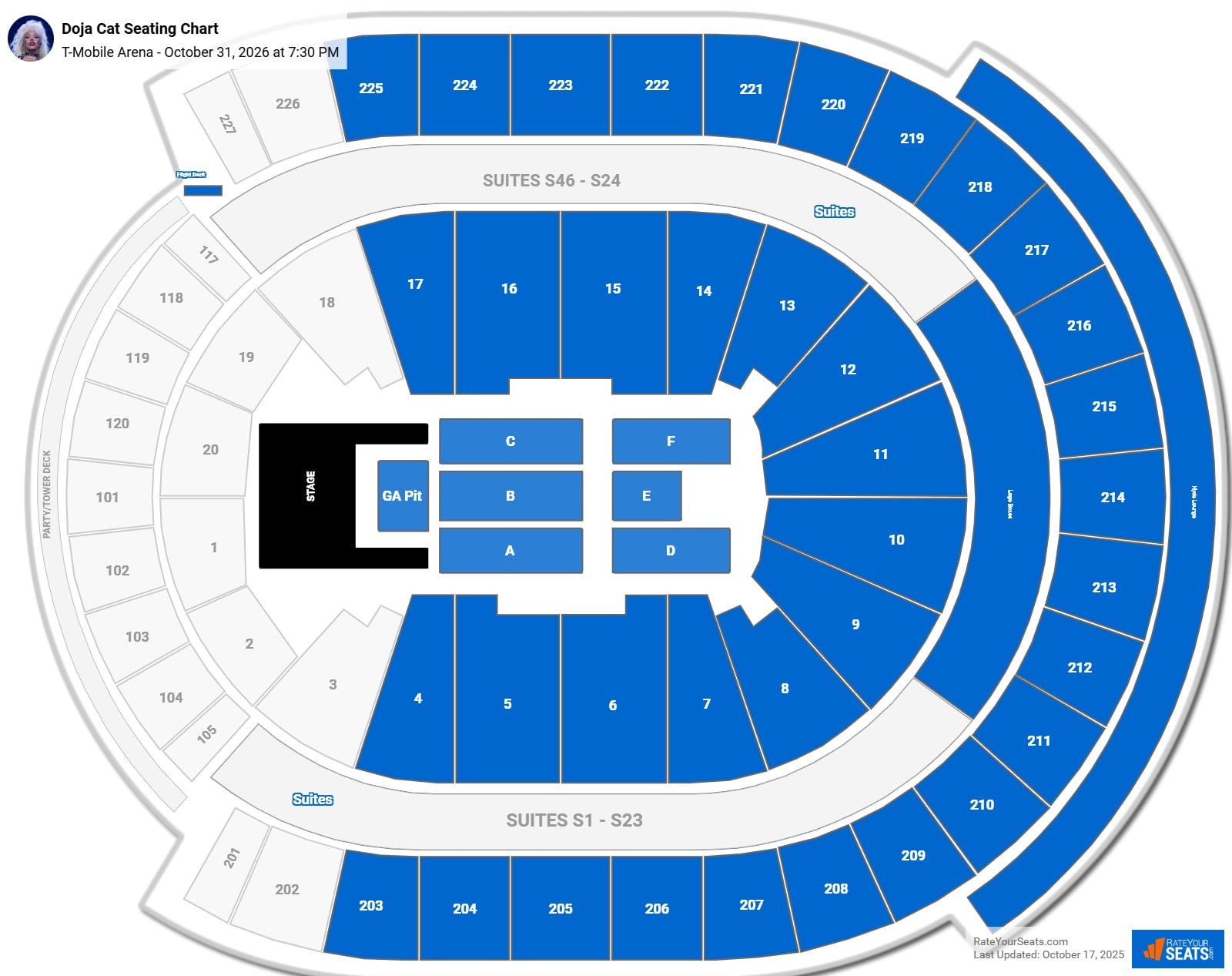 Doja Cat seating chart T-Mobile Arena