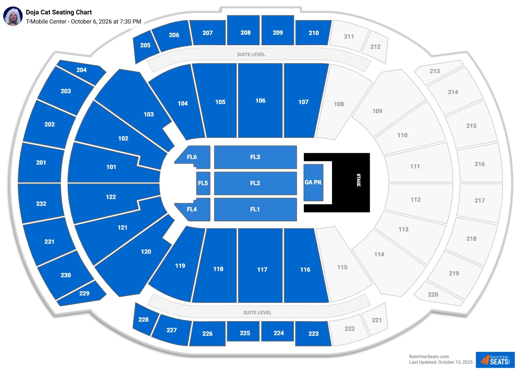 Doja Cat seating chart T-Mobile Center