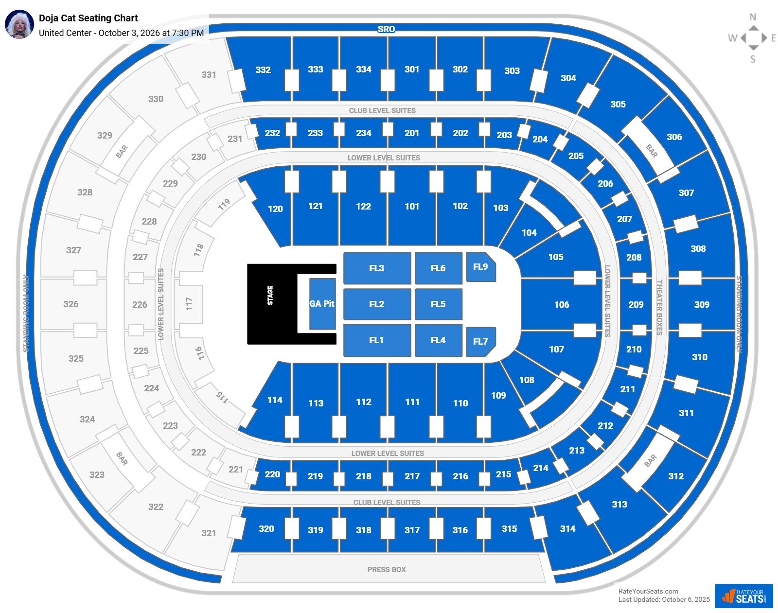 Doja Cat seating chart United Center