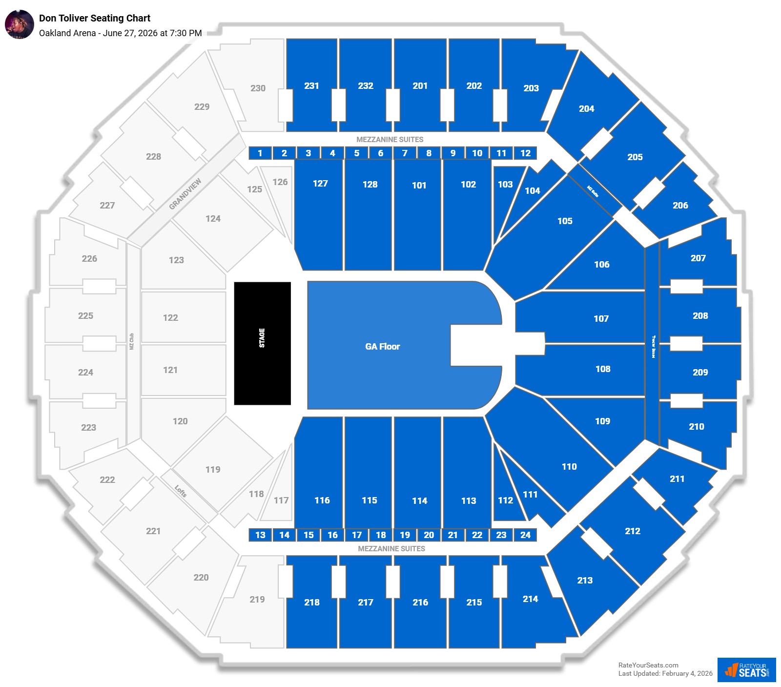 Don Toliver seating chart Oakland Arena