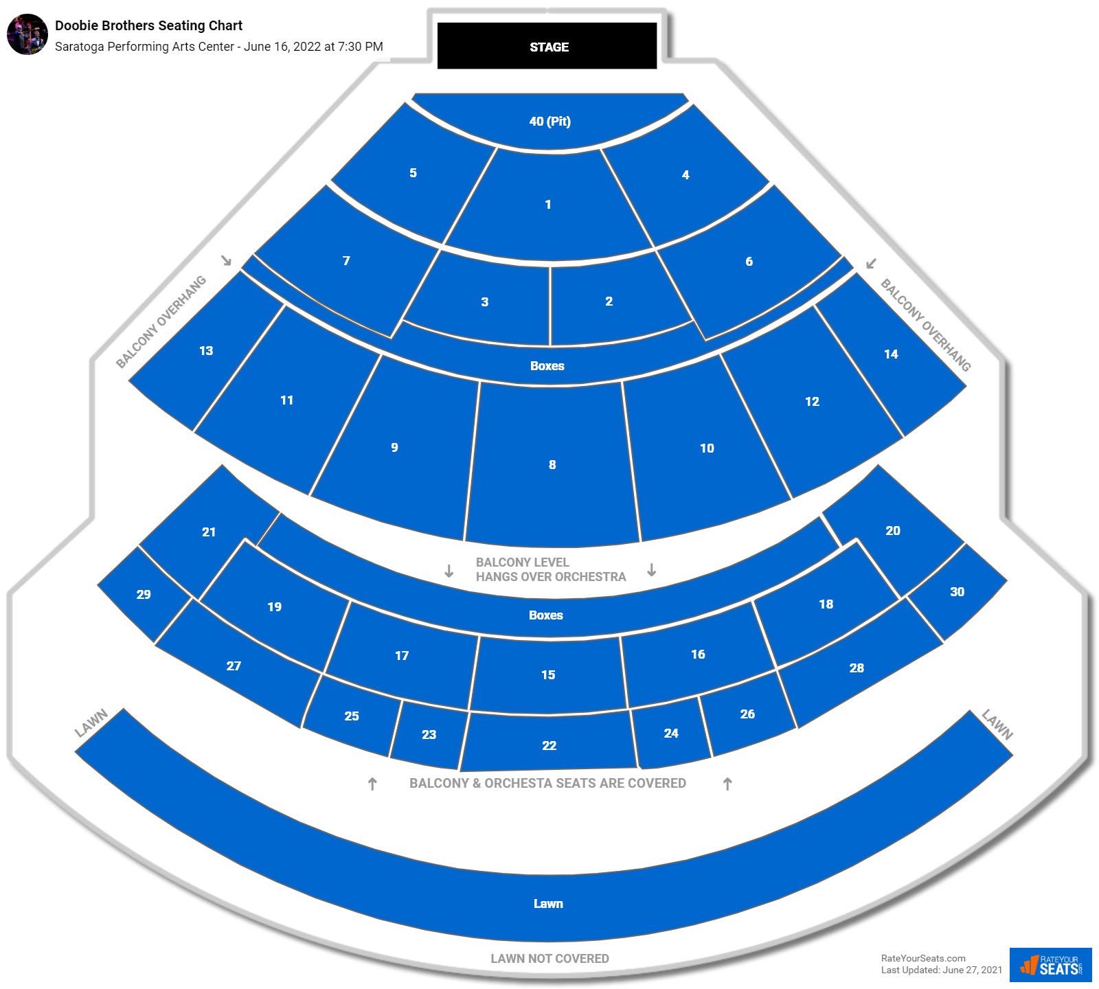 Doobie Brothers seating chart Saratoga Performing Arts Center