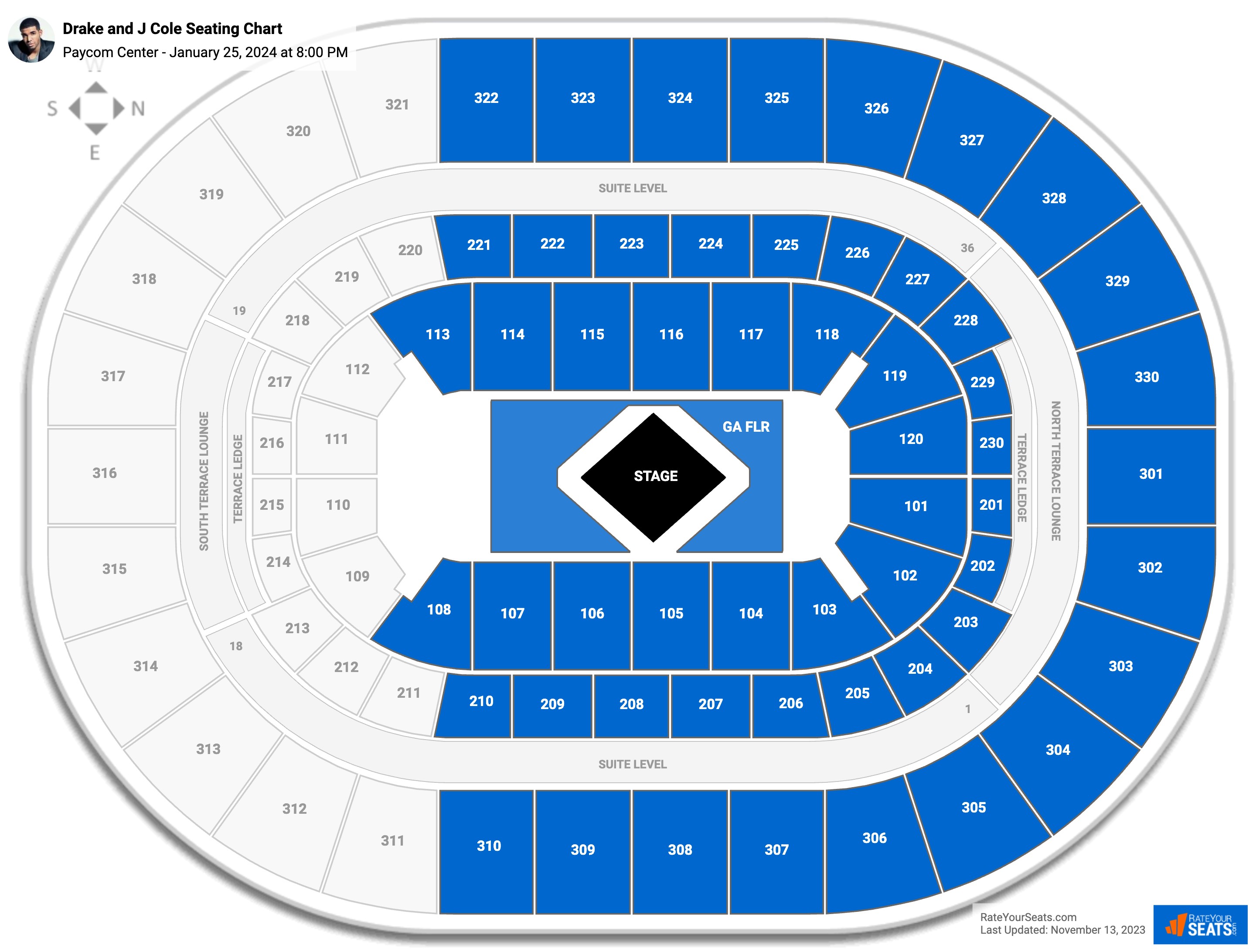 Paycom Center Concert Seating Chart - RateYourSeats.com