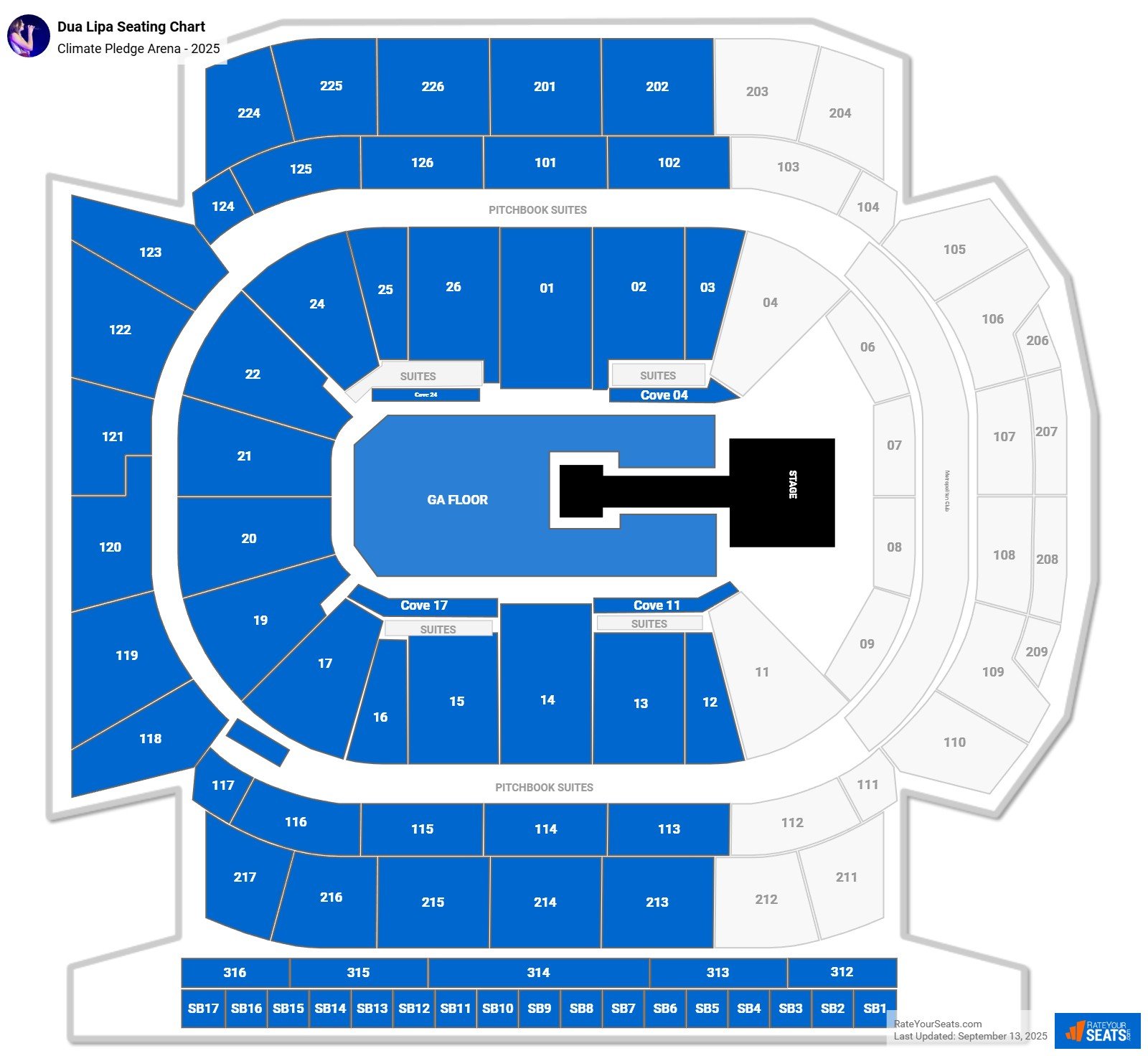 Dua Lipa seating chart Climate Pledge Arena