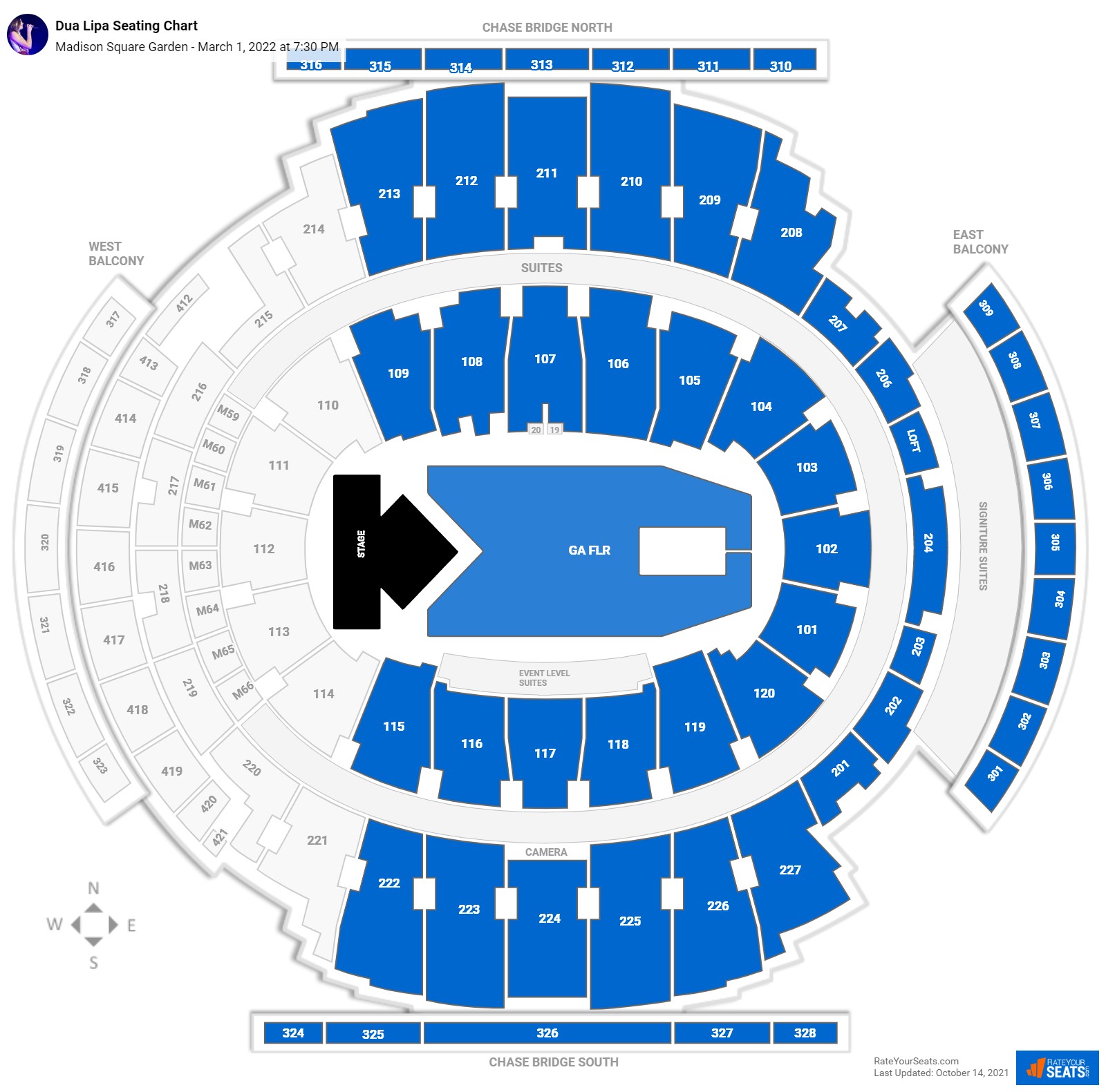 Dua Lipa seating chart Madison Square Garden
