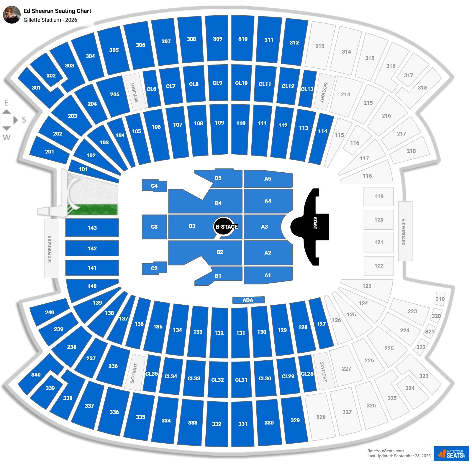 Ed Sheeran seating chart Gillette Stadium