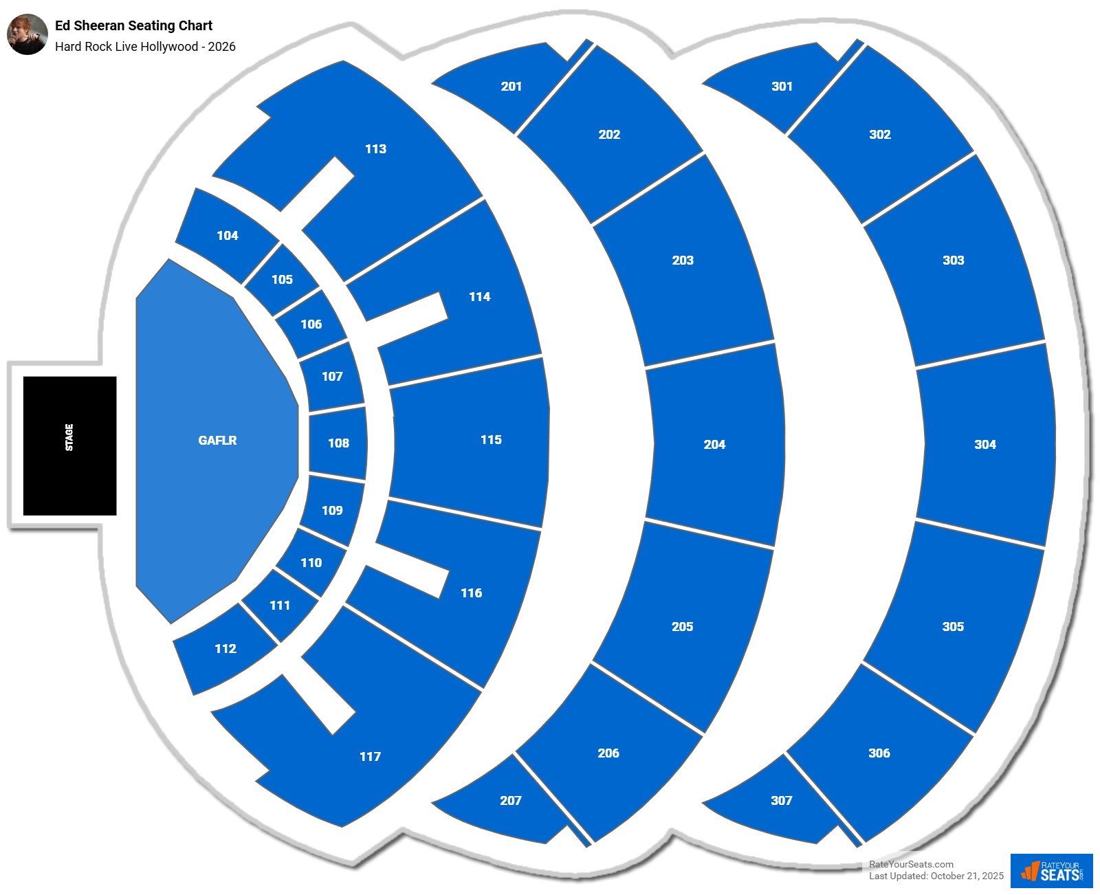 Ed Sheeran seating chart Hard Rock Live Hollywood