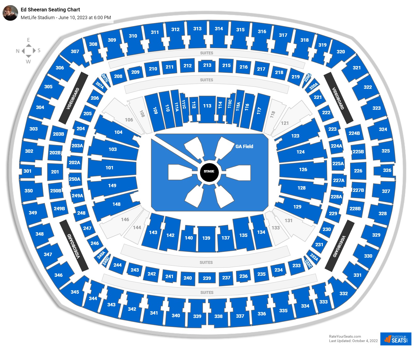 Metlife Stadium Ed Sheeran Concert Seating Chart Elcho Table